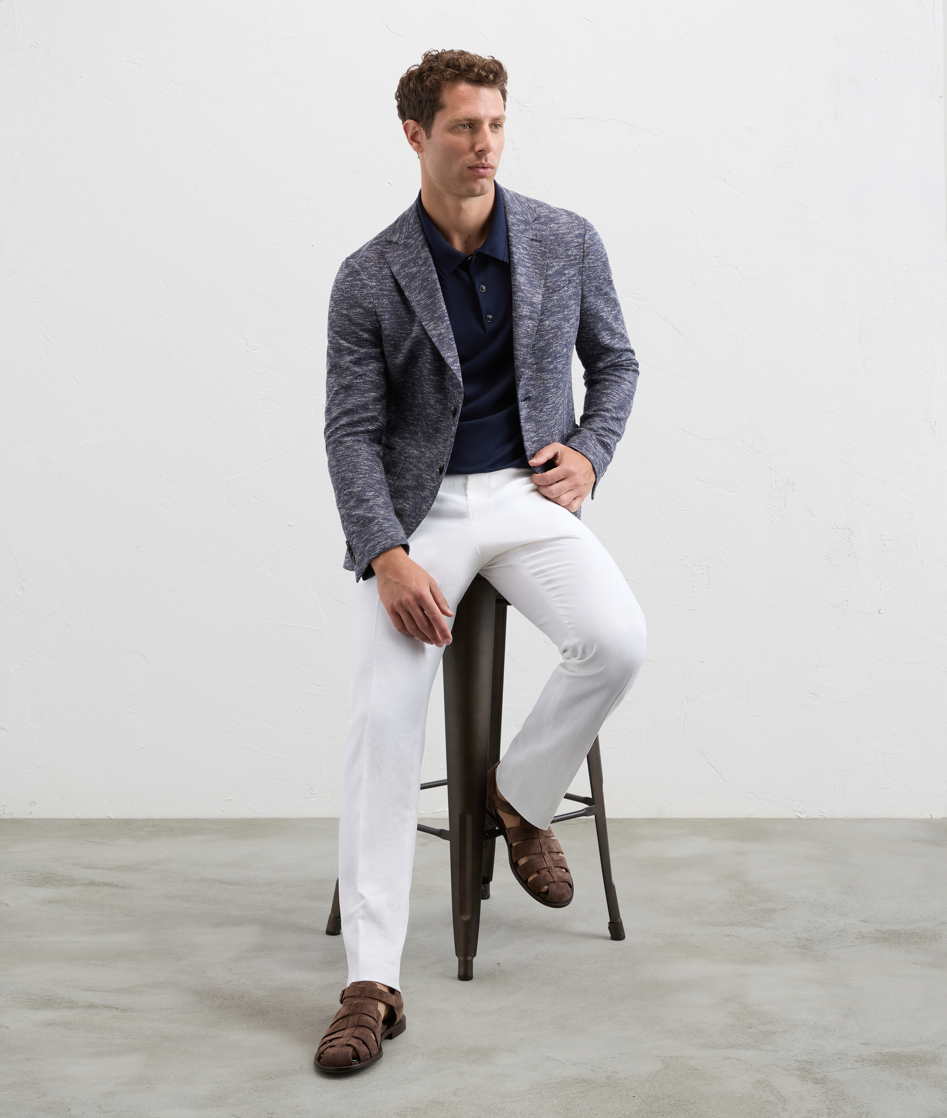 Jacket in printed mouline jersey blue - Outerwear - Pal Zileri | Official Website