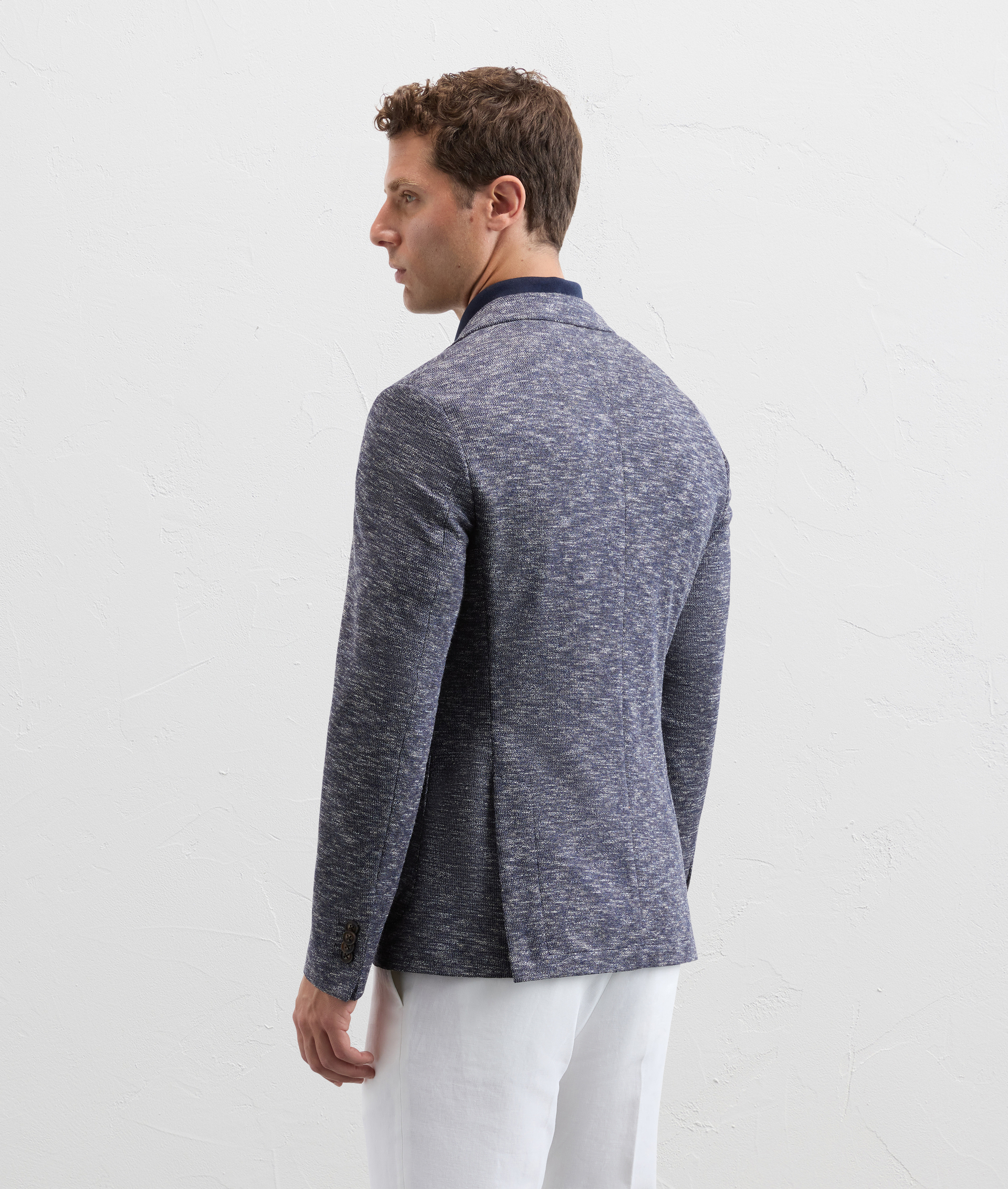 Jacket in printed mouline jersey blue - Pal Zileri | Official Website