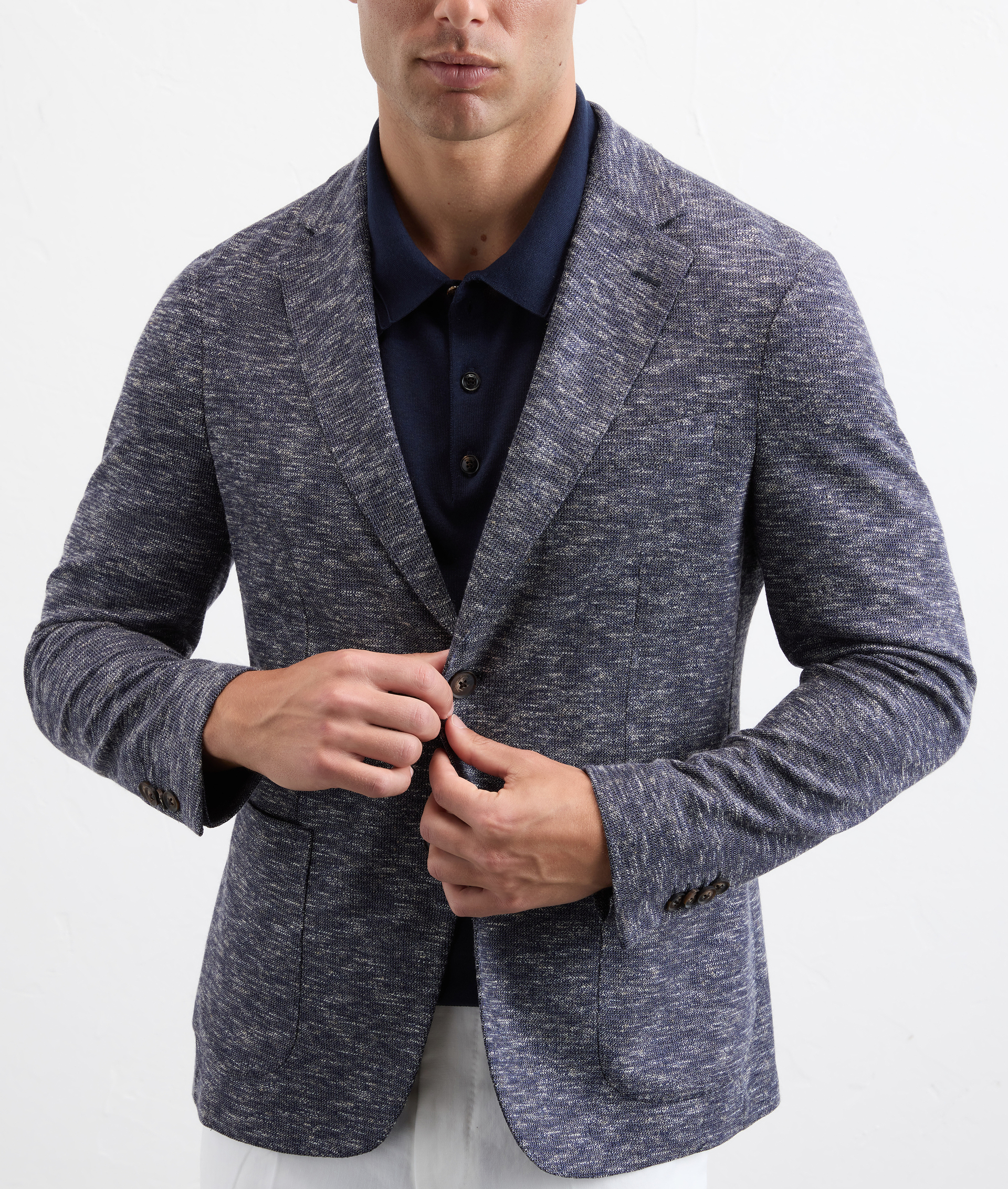 Jacket in printed mouline jersey blue - Pal Zileri | Official Website