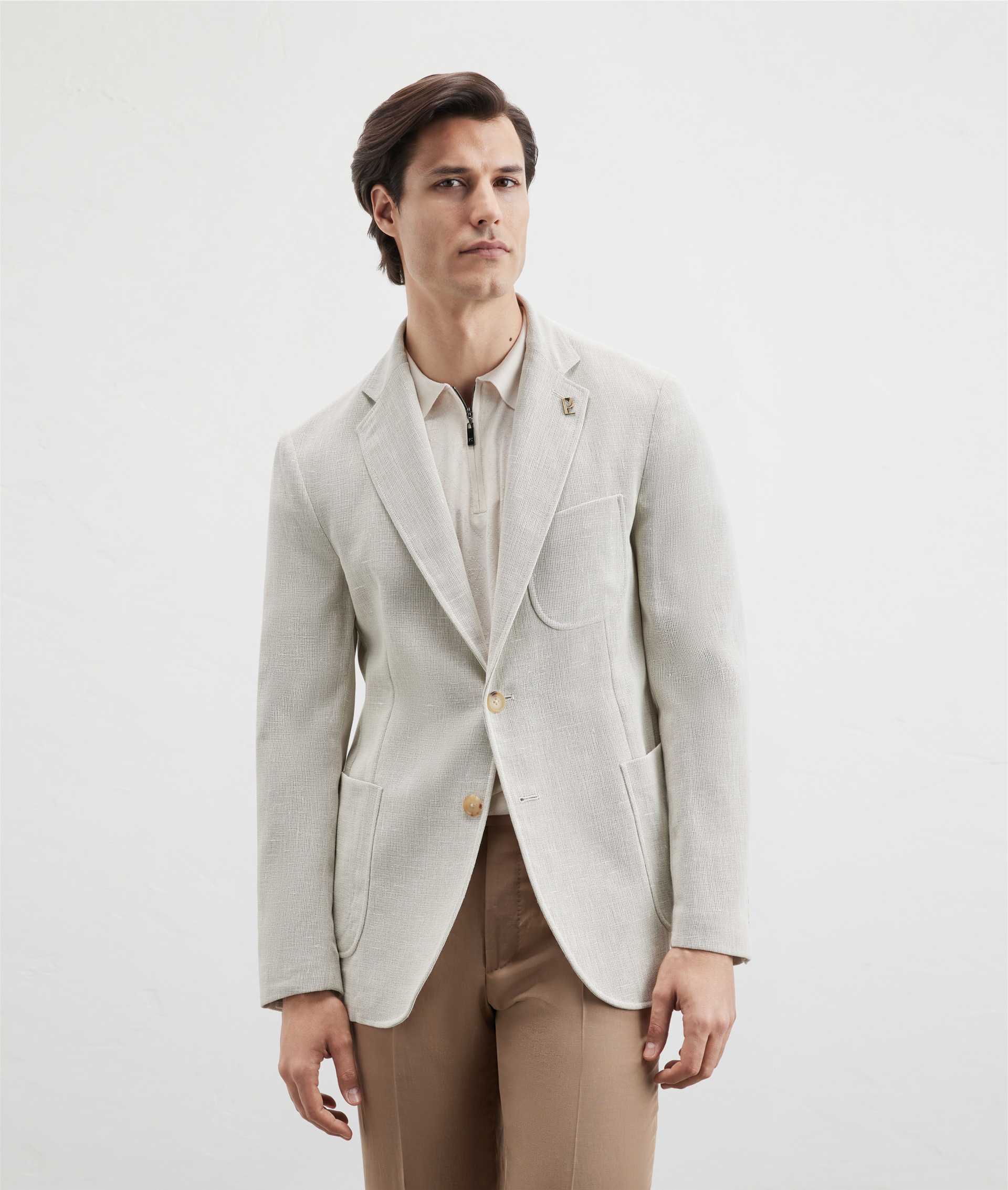 Jacket In Virgin Wool And Linen With Patch Pockets Natural | Pal Zileri