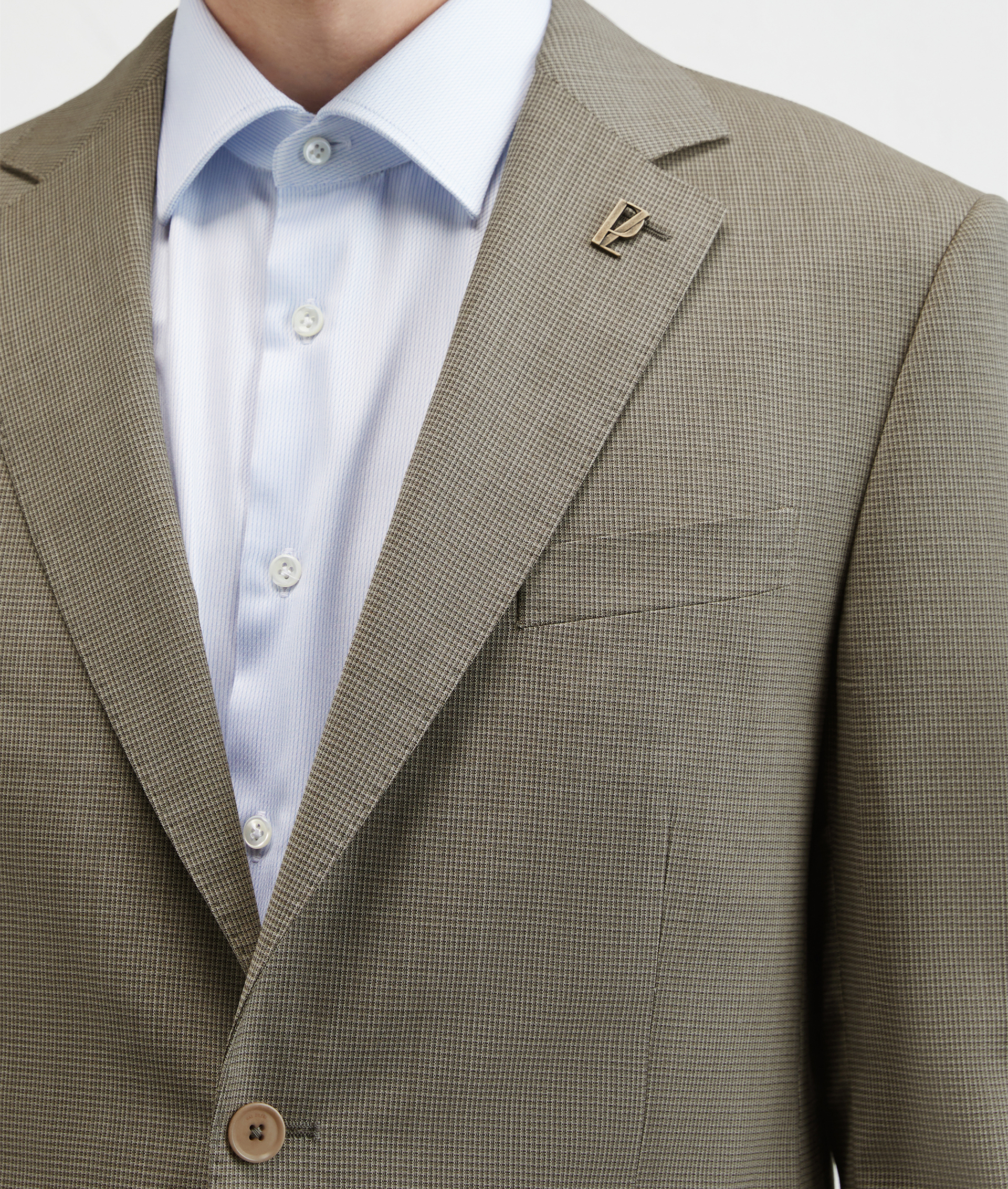 Vicenza Suit In Stretch Wool With Micro Pattern Light Brown | Pal Zileri