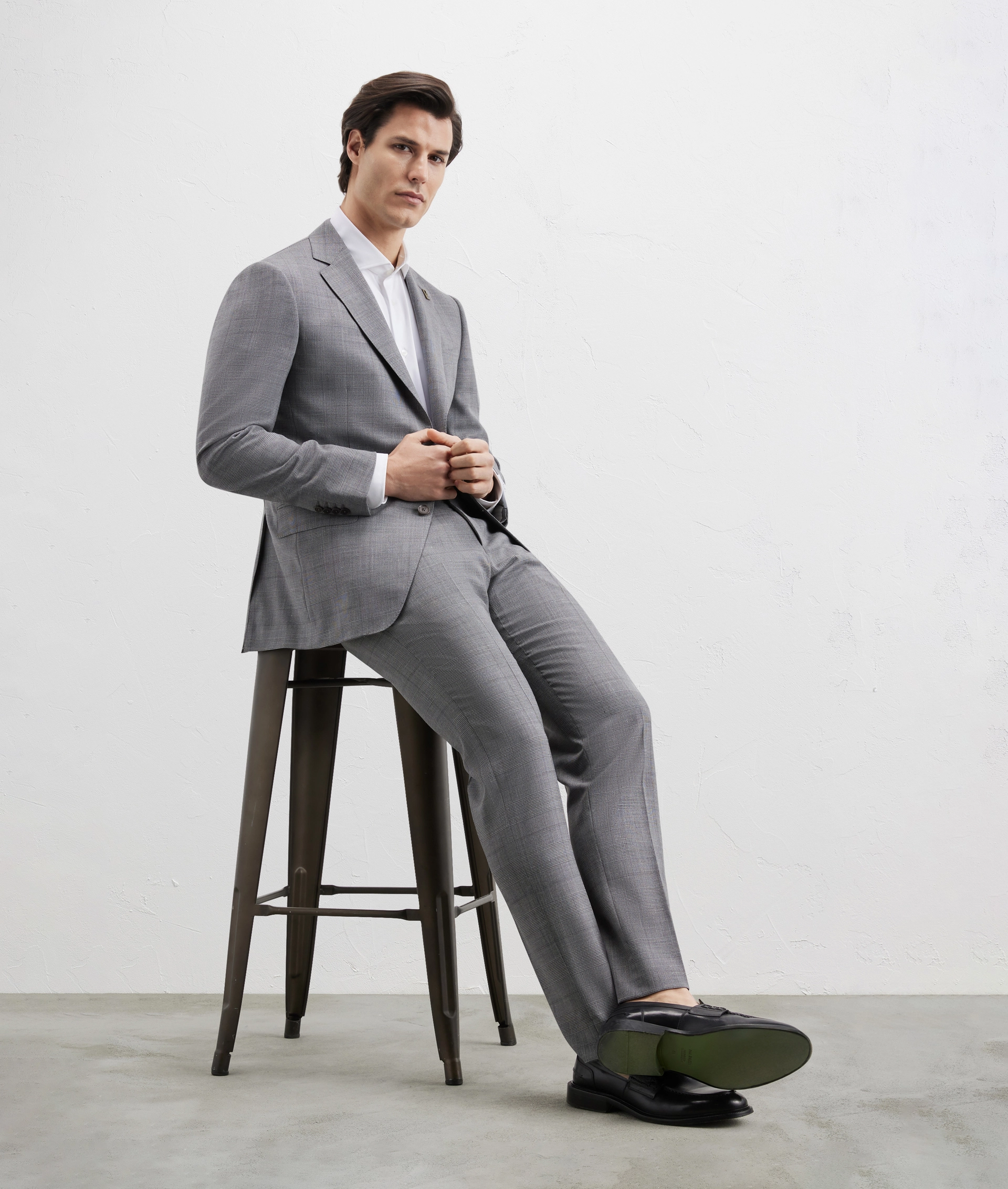 Vicenza Suit In Wool And Silk Prince Of Wales Grey | Pal Zileri