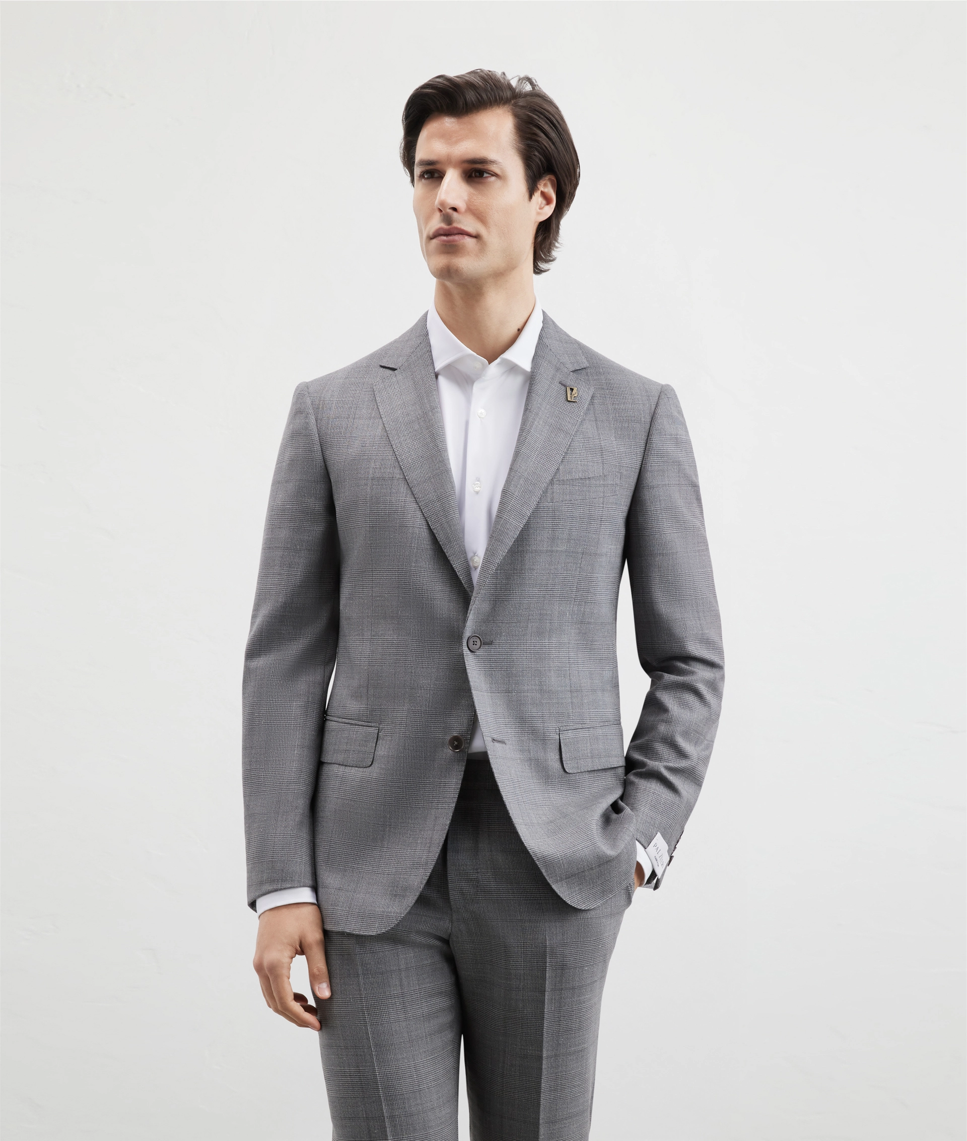 Vicenza Suit In Wool And Silk Prince Of Wales Grey | Pal Zileri