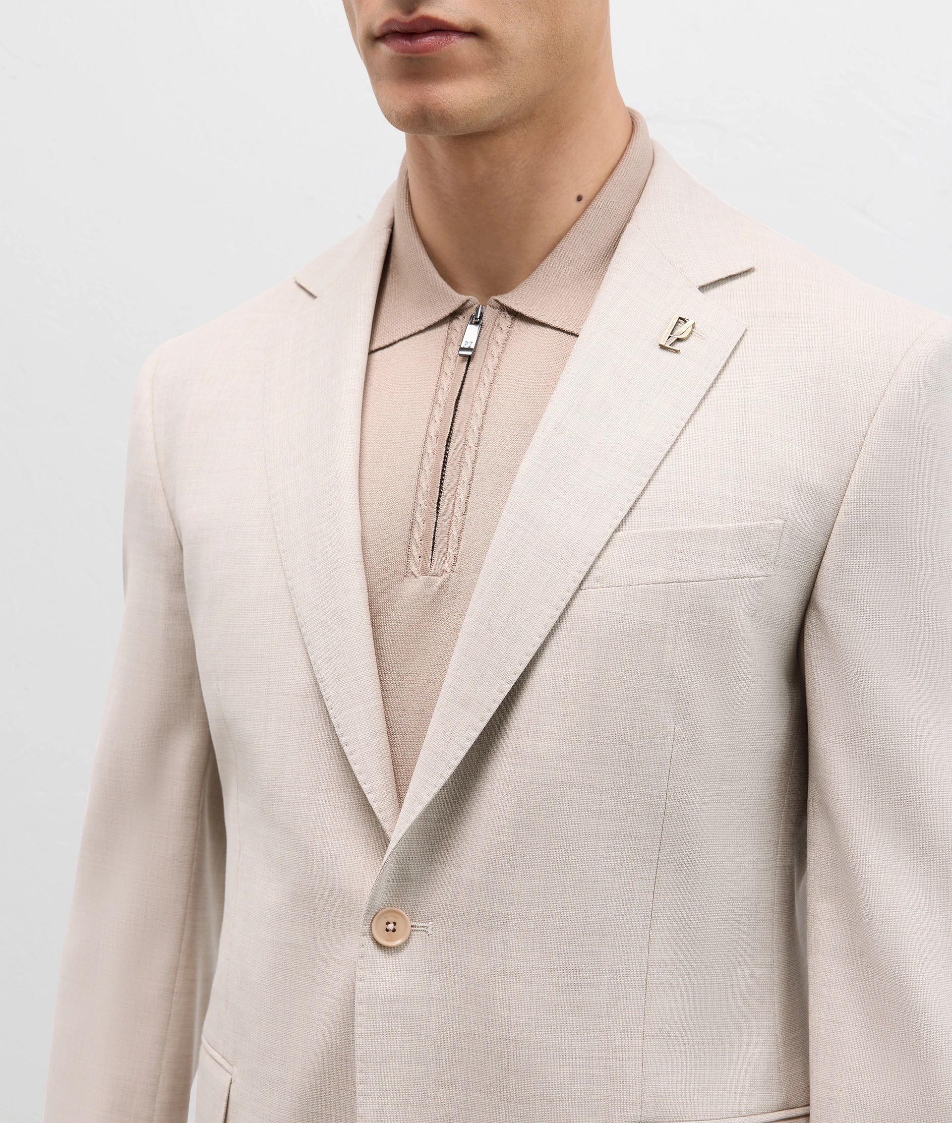 Vicenza Suit In Stretch Wool Super 130'S Natural | Pal Zileri