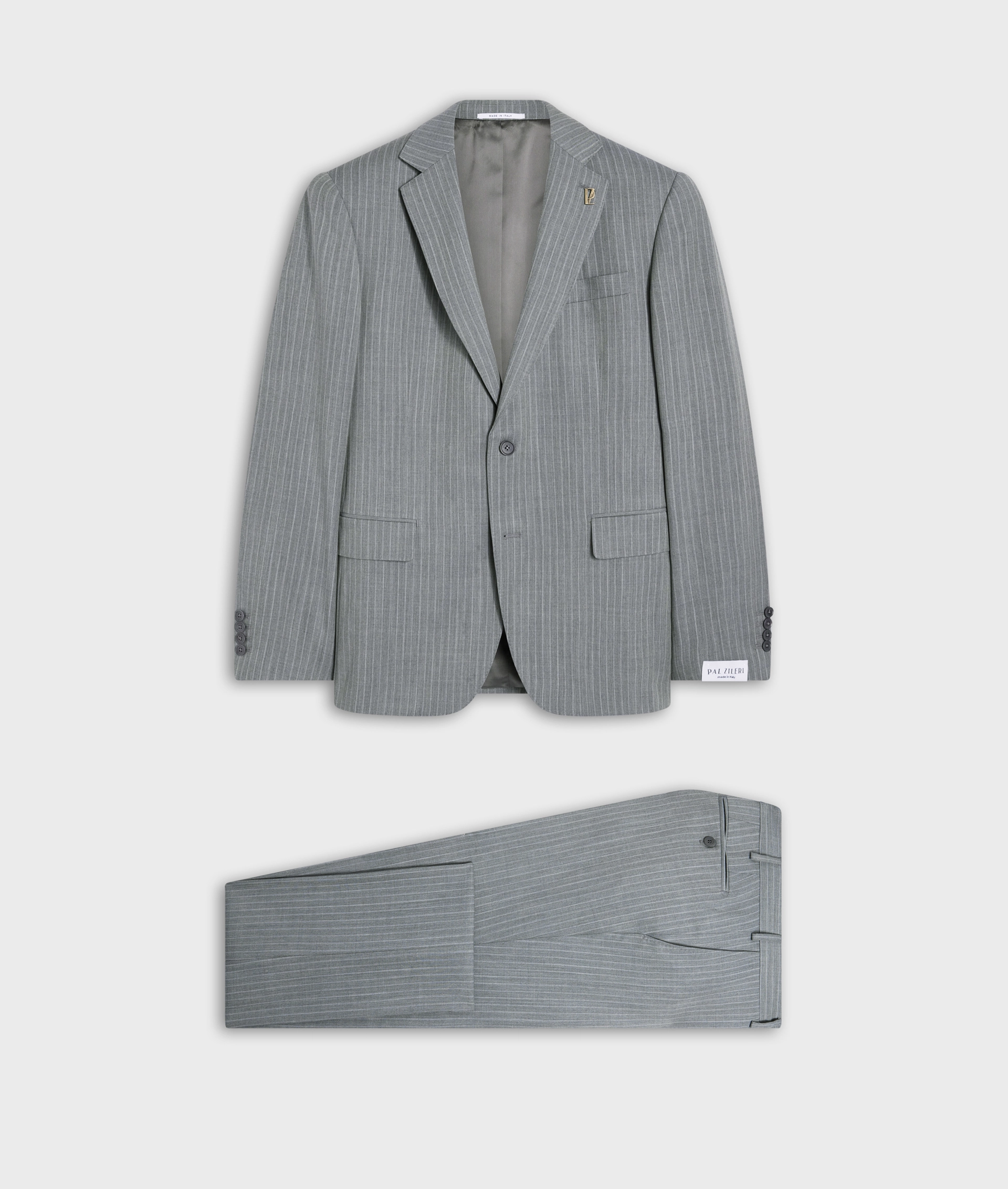 Vicenza Suit Pinstripe In Stretch Wool Super 130'S Light Green | Pal Zileri