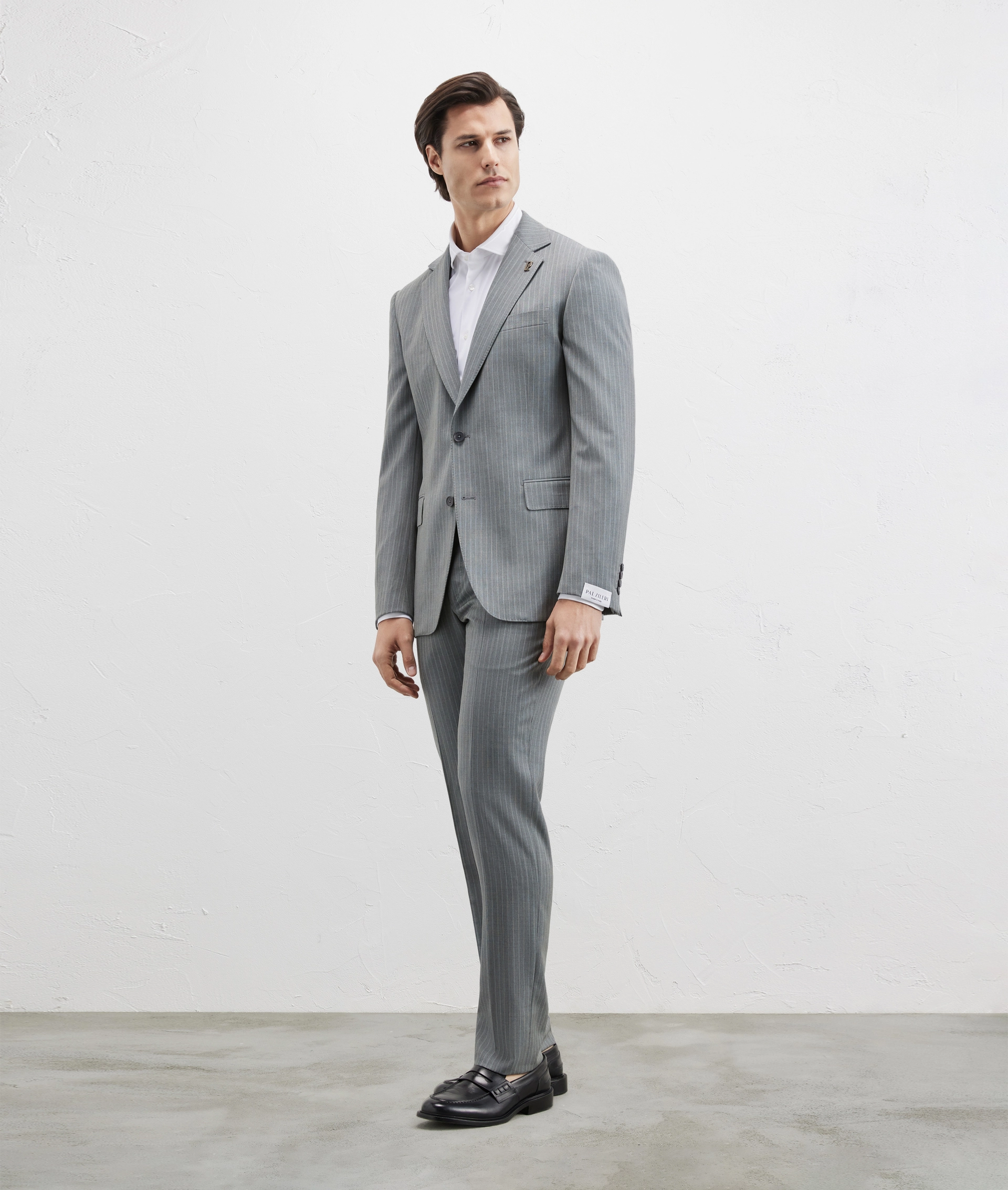 Vicenza Suit Pinstripe In Stretch Wool Super 130'S Light Green | Pal Zileri