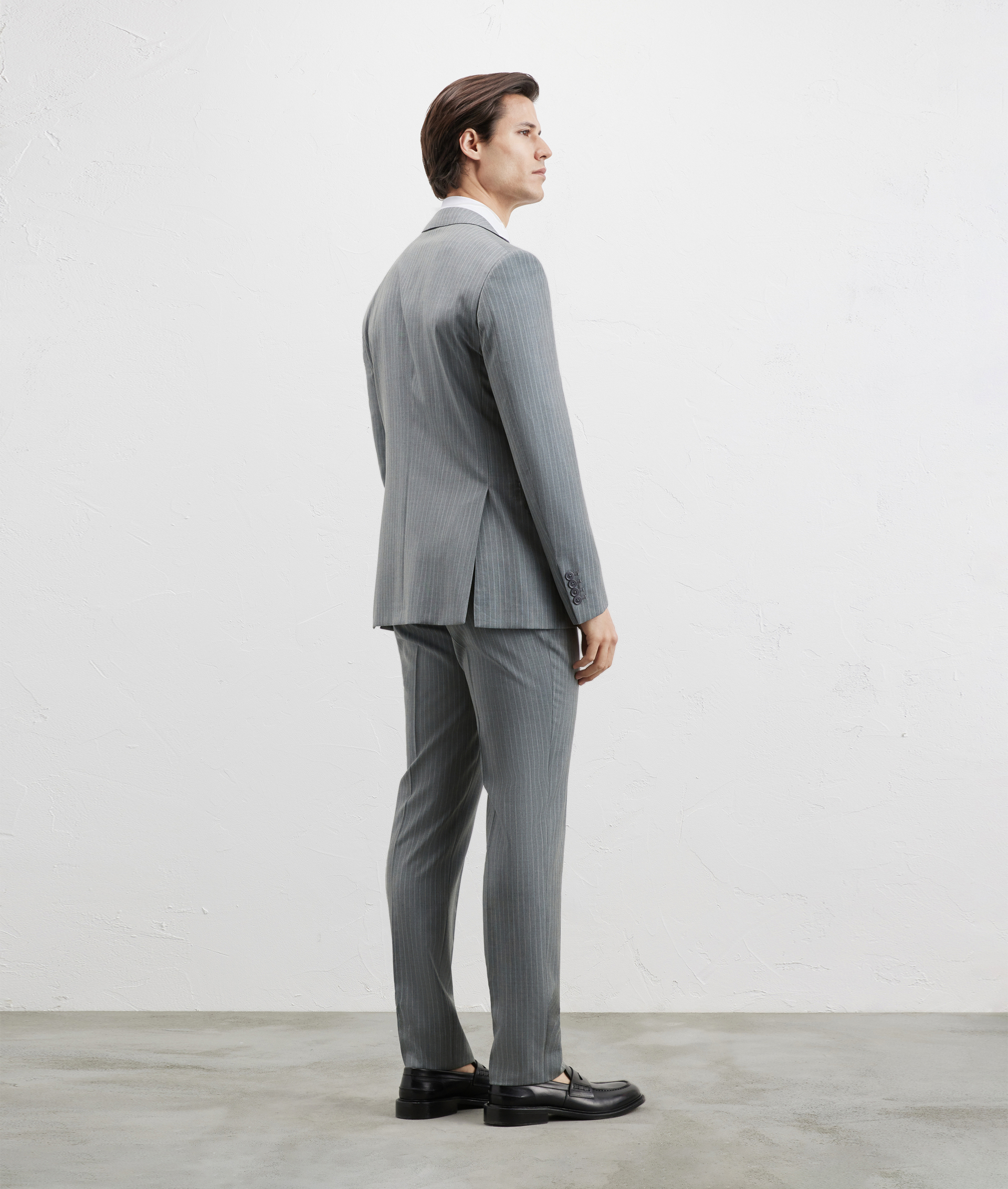 Vicenza Suit Pinstripe In Stretch Wool Super 130'S Light Green | Pal Zileri