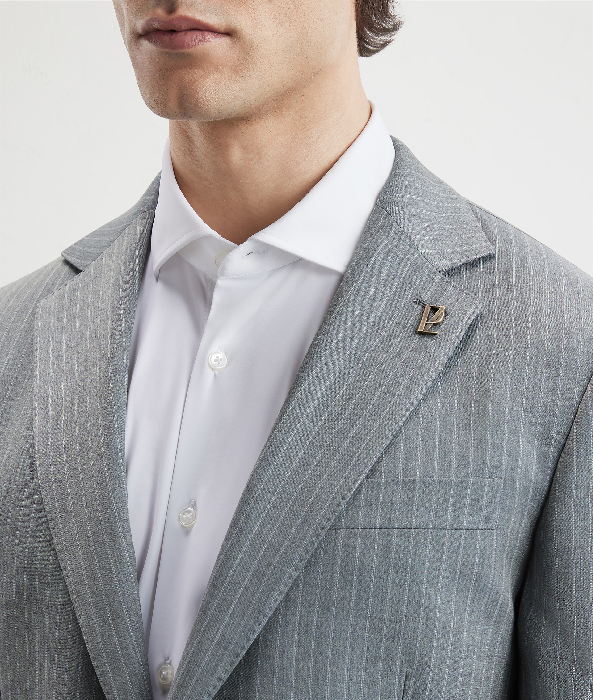 Vicenza Suit Pinstripe In Stretch Wool Super 130'S Light Green | Pal Zileri
