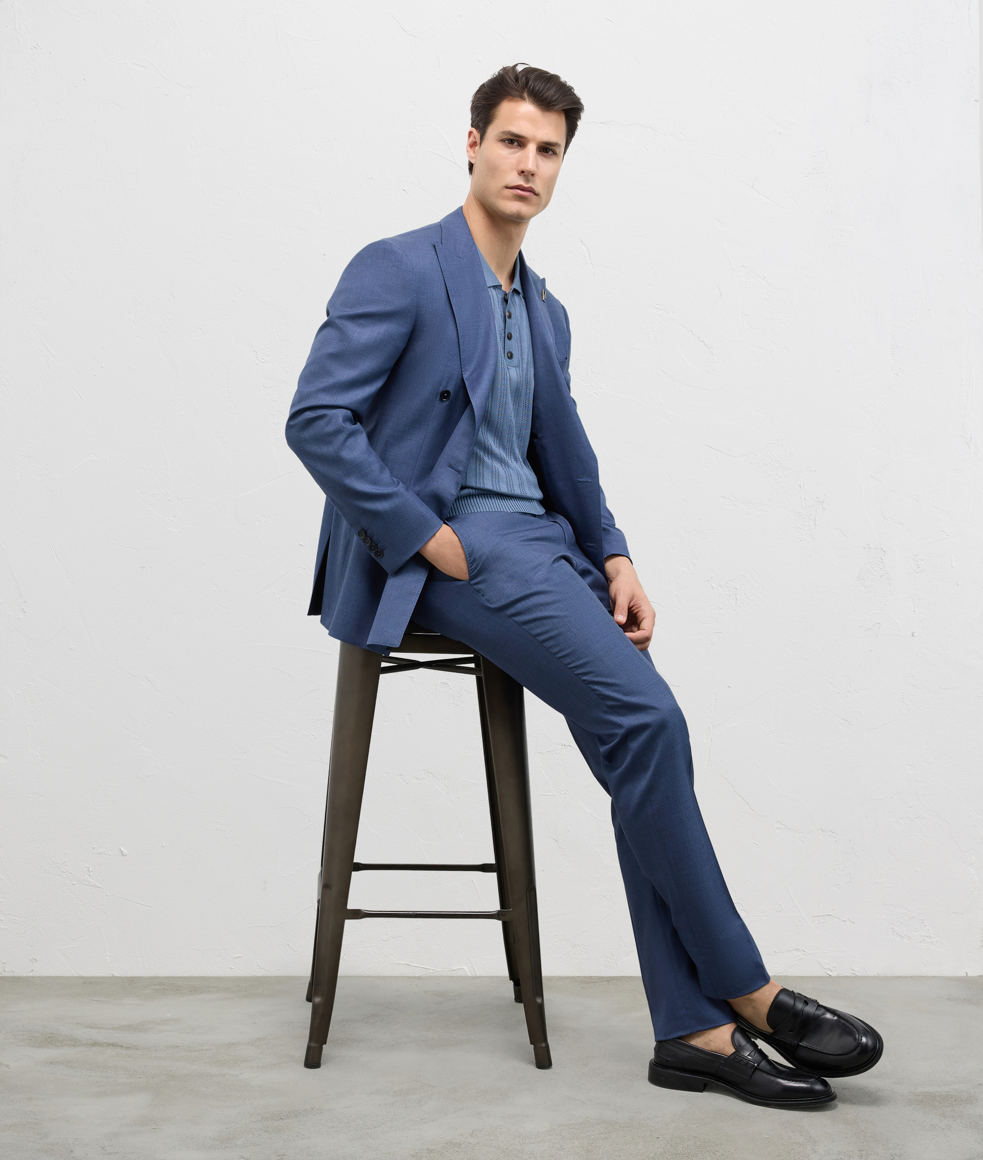 Vicenza Suit In Wool And Silk Blue | Pal Zileri
