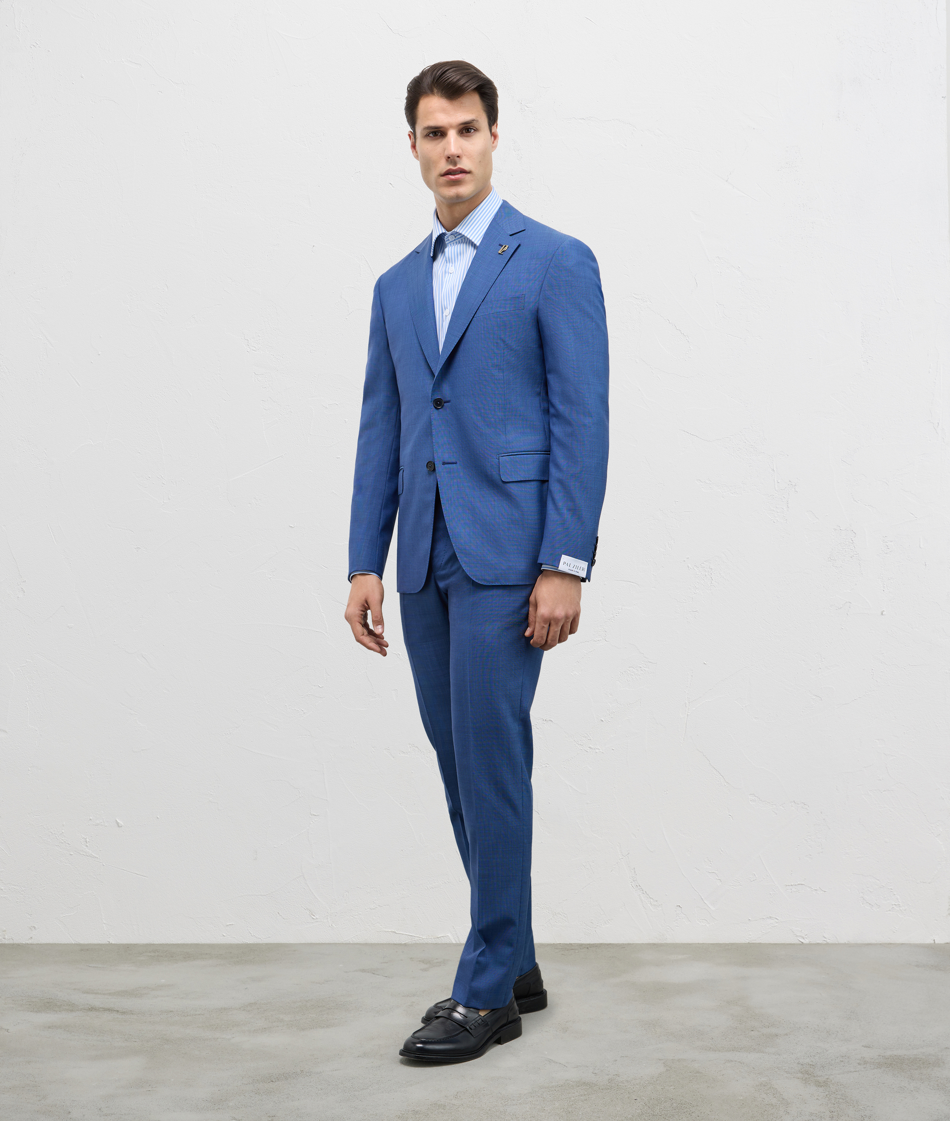 Key Suit In Stretch Wool With Micro Pattern Blue | Pal Zileri