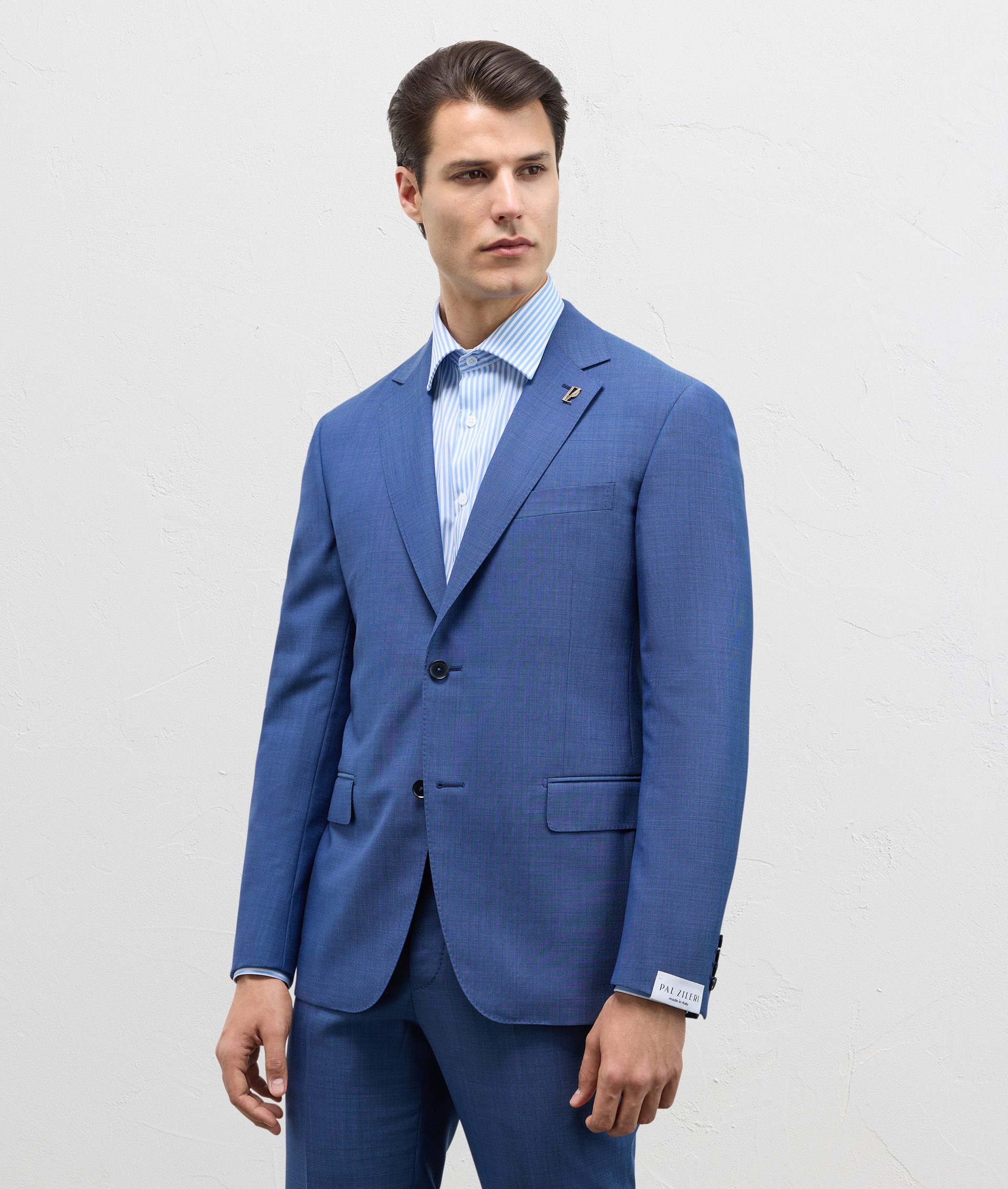 Key Suit In Stretch Wool With Micro Pattern Blue | Pal Zileri