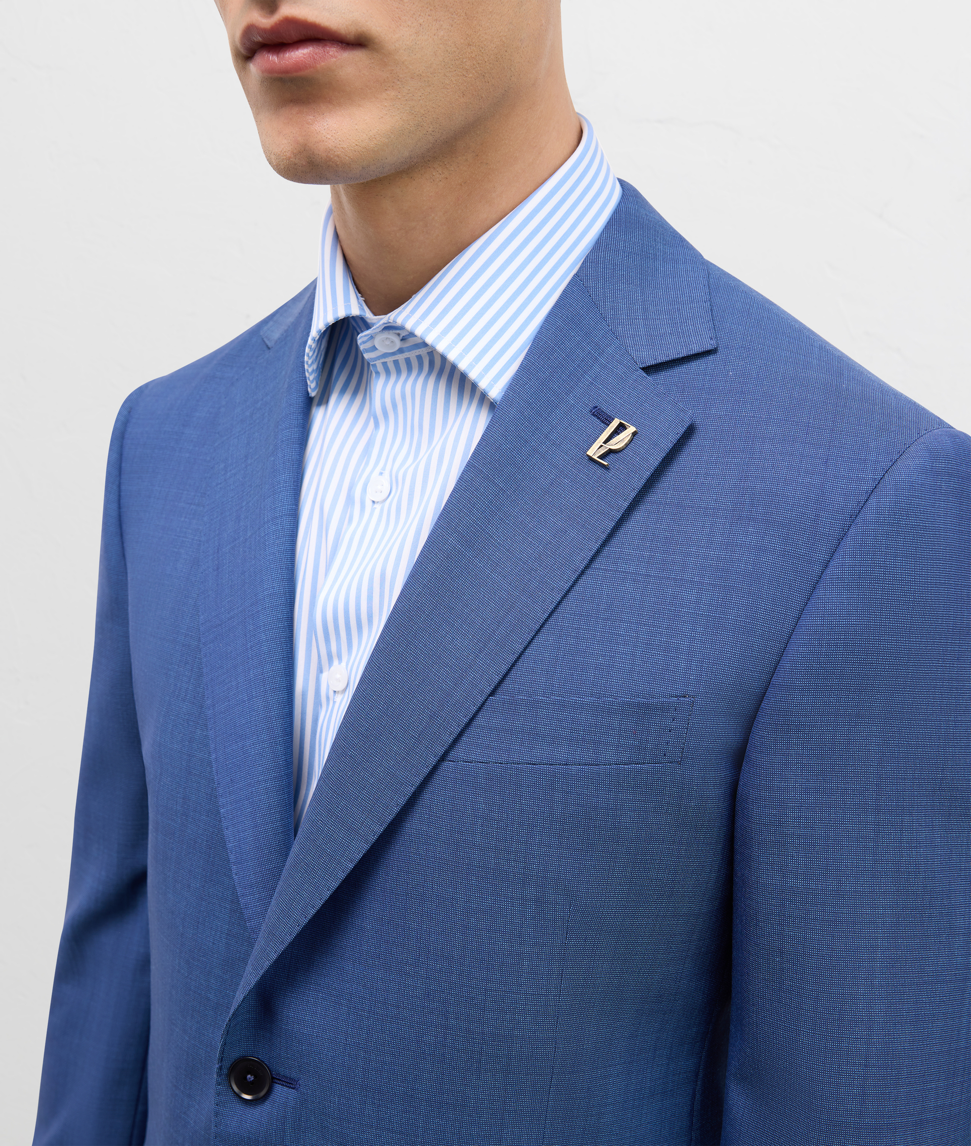 Key Suit In Stretch Wool With Micro Pattern Blue | Pal Zileri