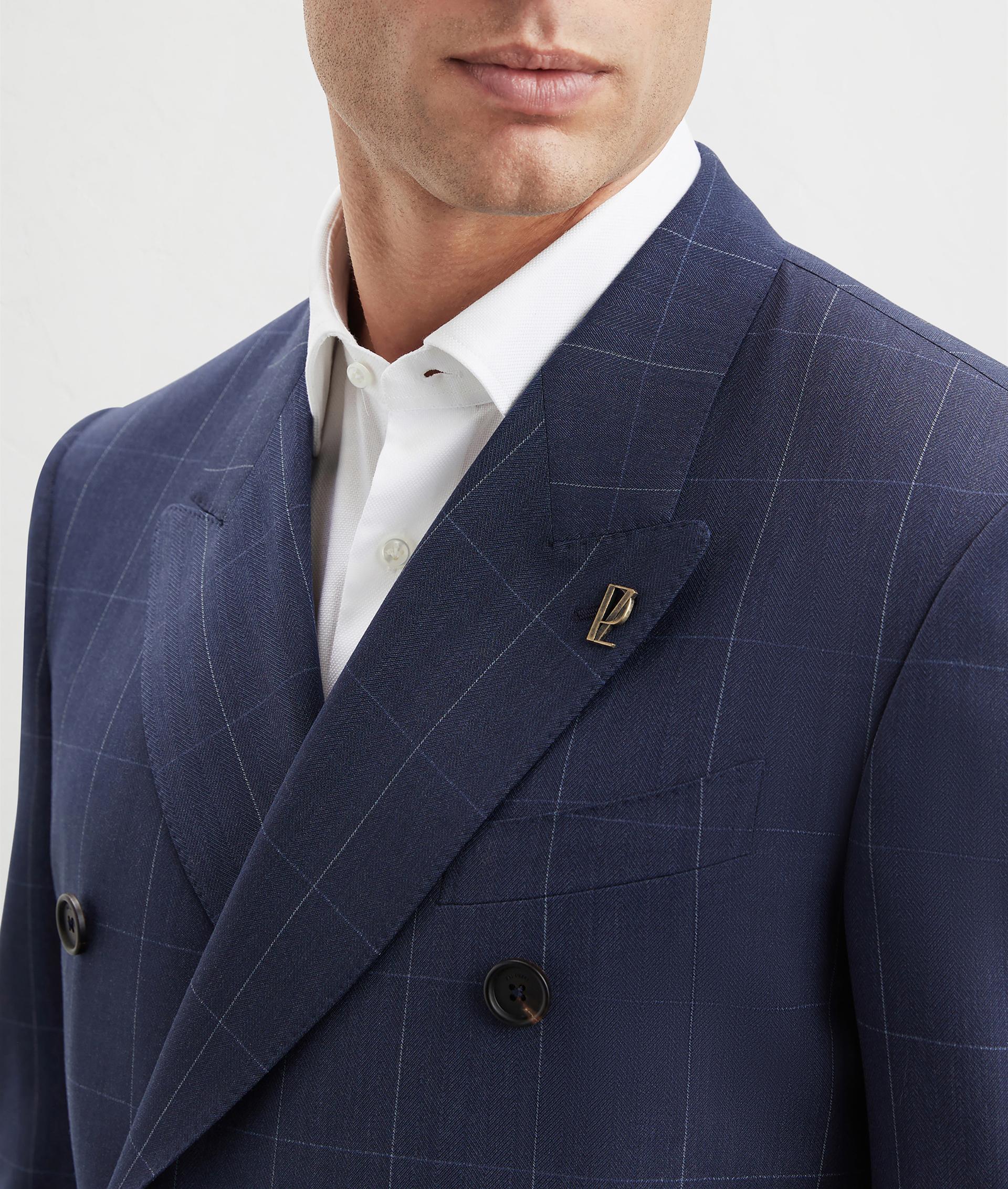 Club Double-Breasted Suit In Pure Wool 130'S Blue Navy | Pal Zileri