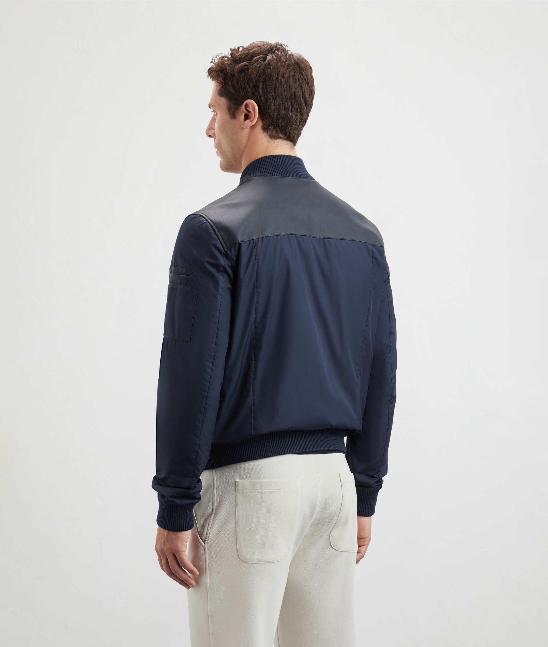 Bomber In Leather With Light Padding Blue Navy | Pal Zileri