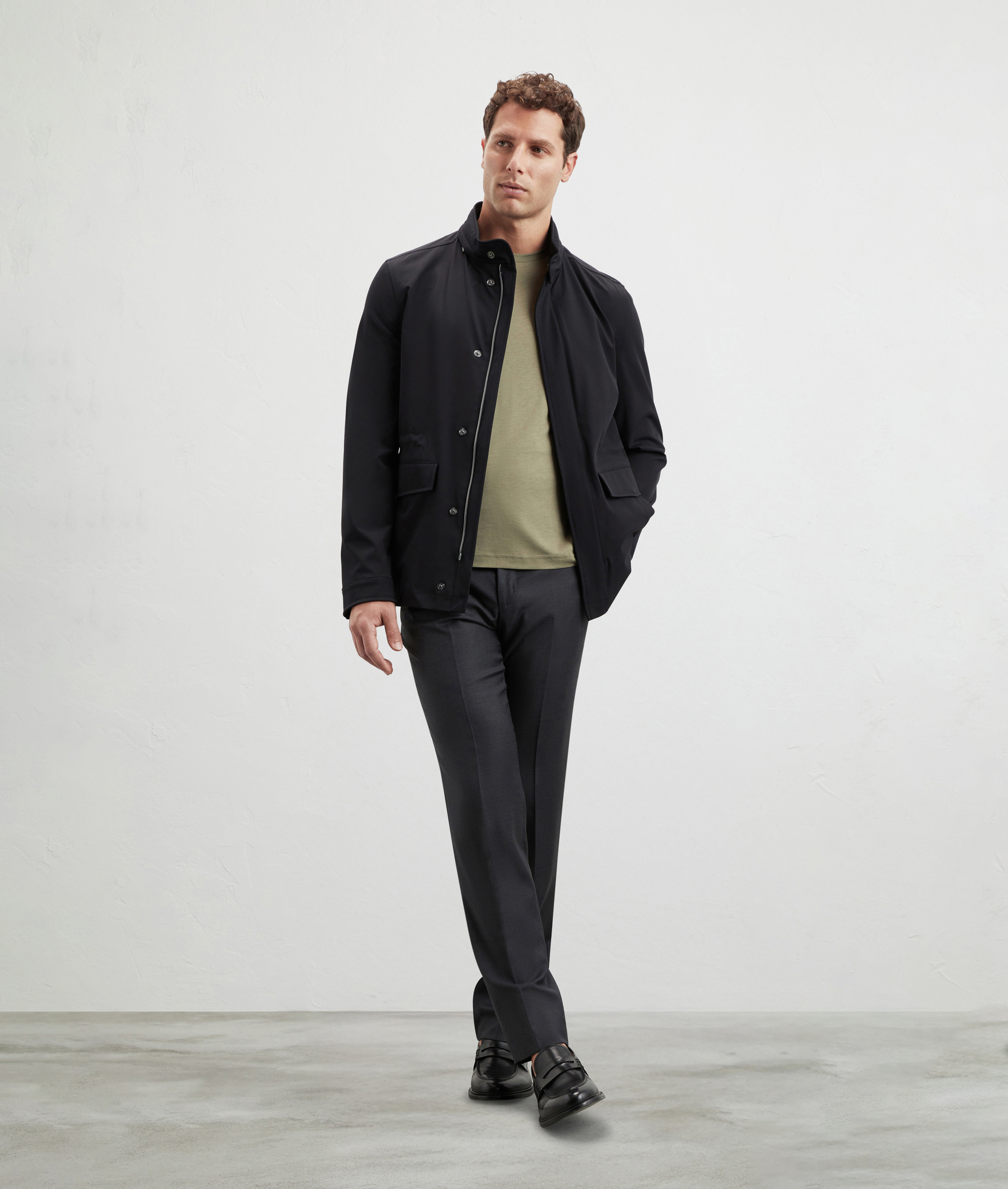 Field Jacket In Tessuto Tecnico Stretch Nero | Pal Zileri
