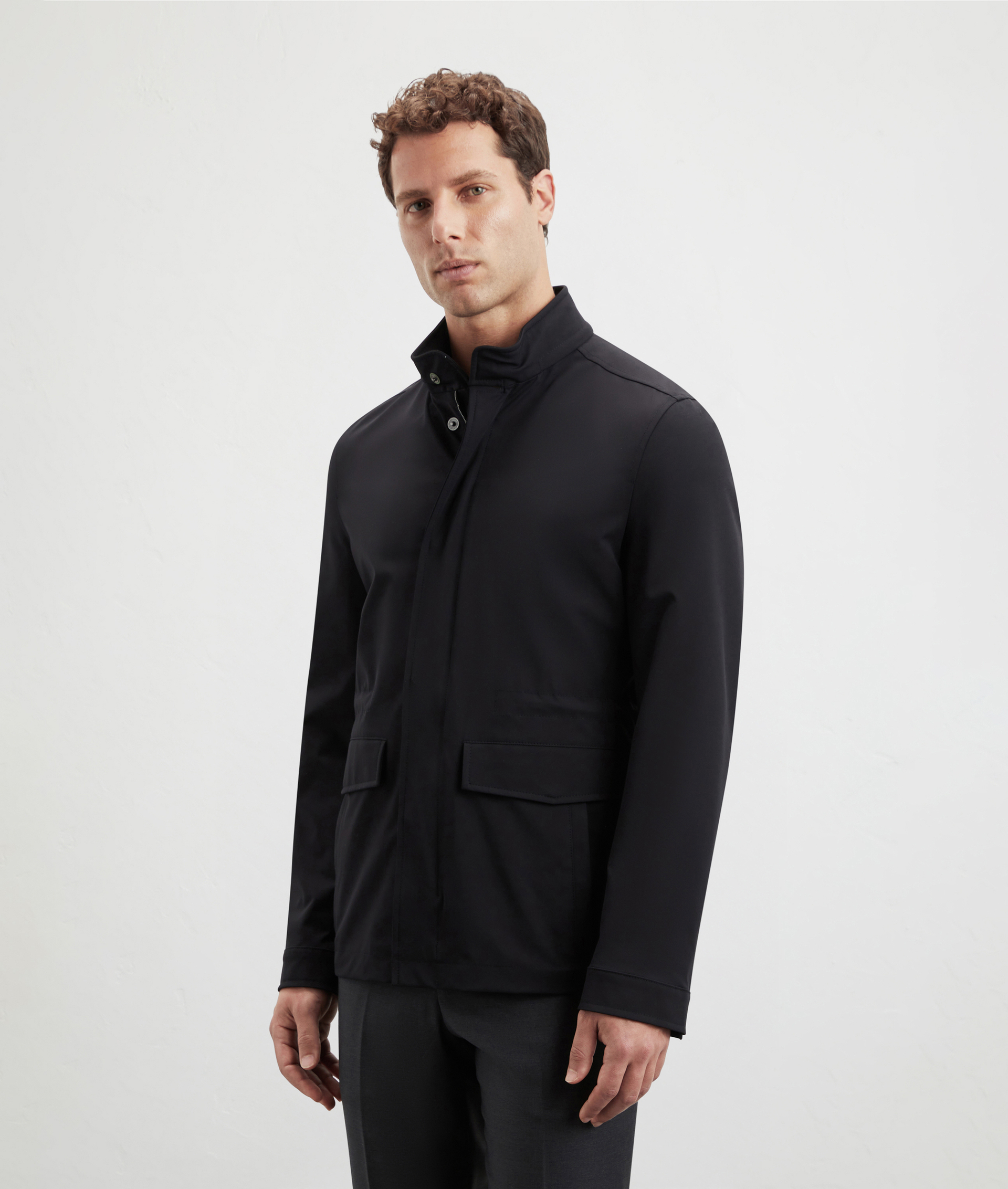 Field Jacket In Tessuto Tecnico Stretch Nero | Pal Zileri