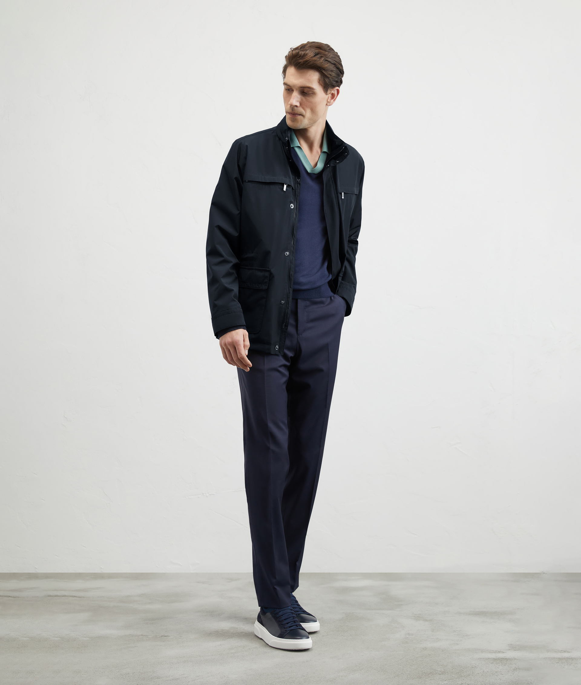 Field Jacket In Technical Fabric Cotton Effect Blue Navy | Pal Zileri
