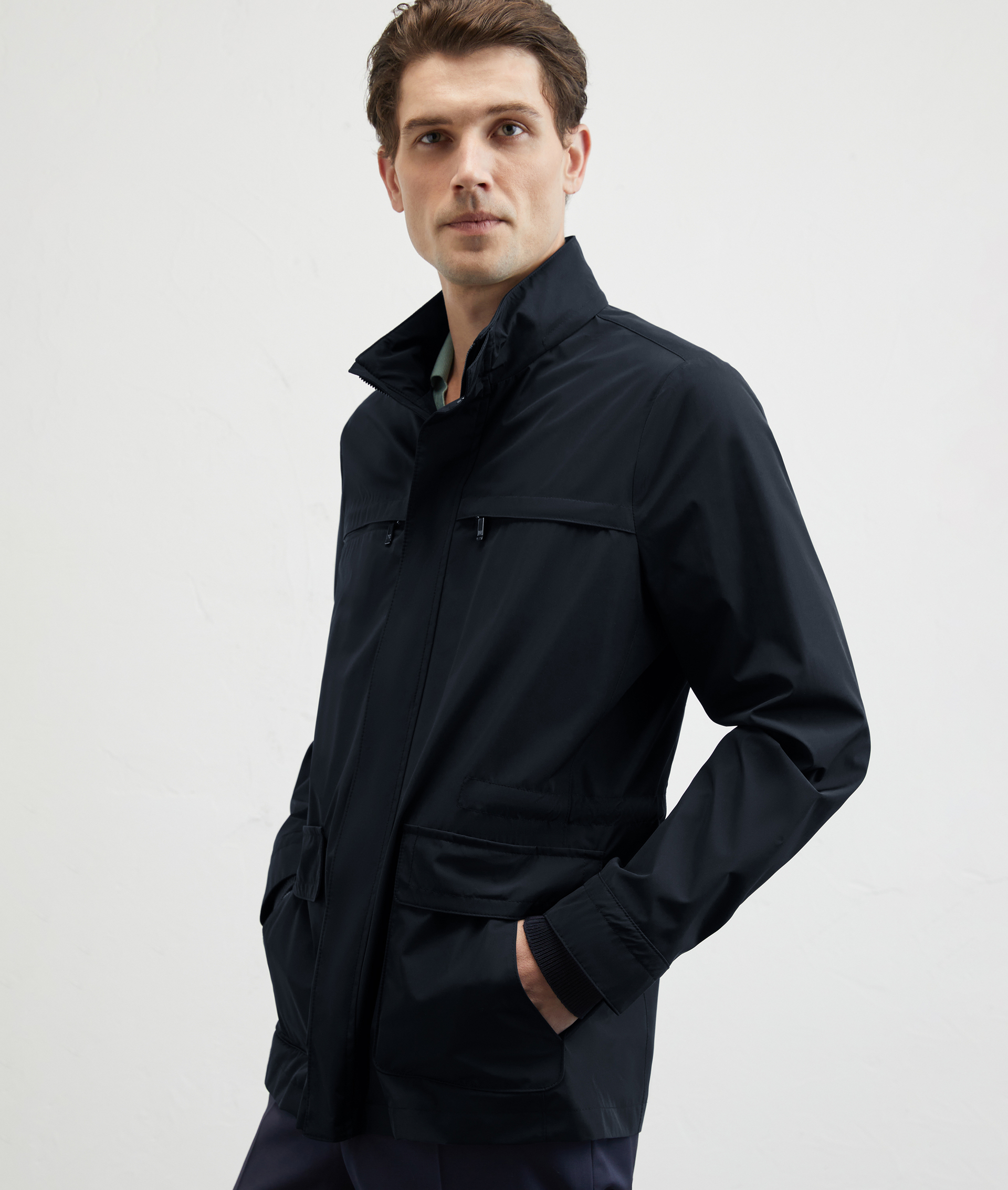 Field Jacket In Technical Fabric Cotton Effect Blue Navy | Pal Zileri