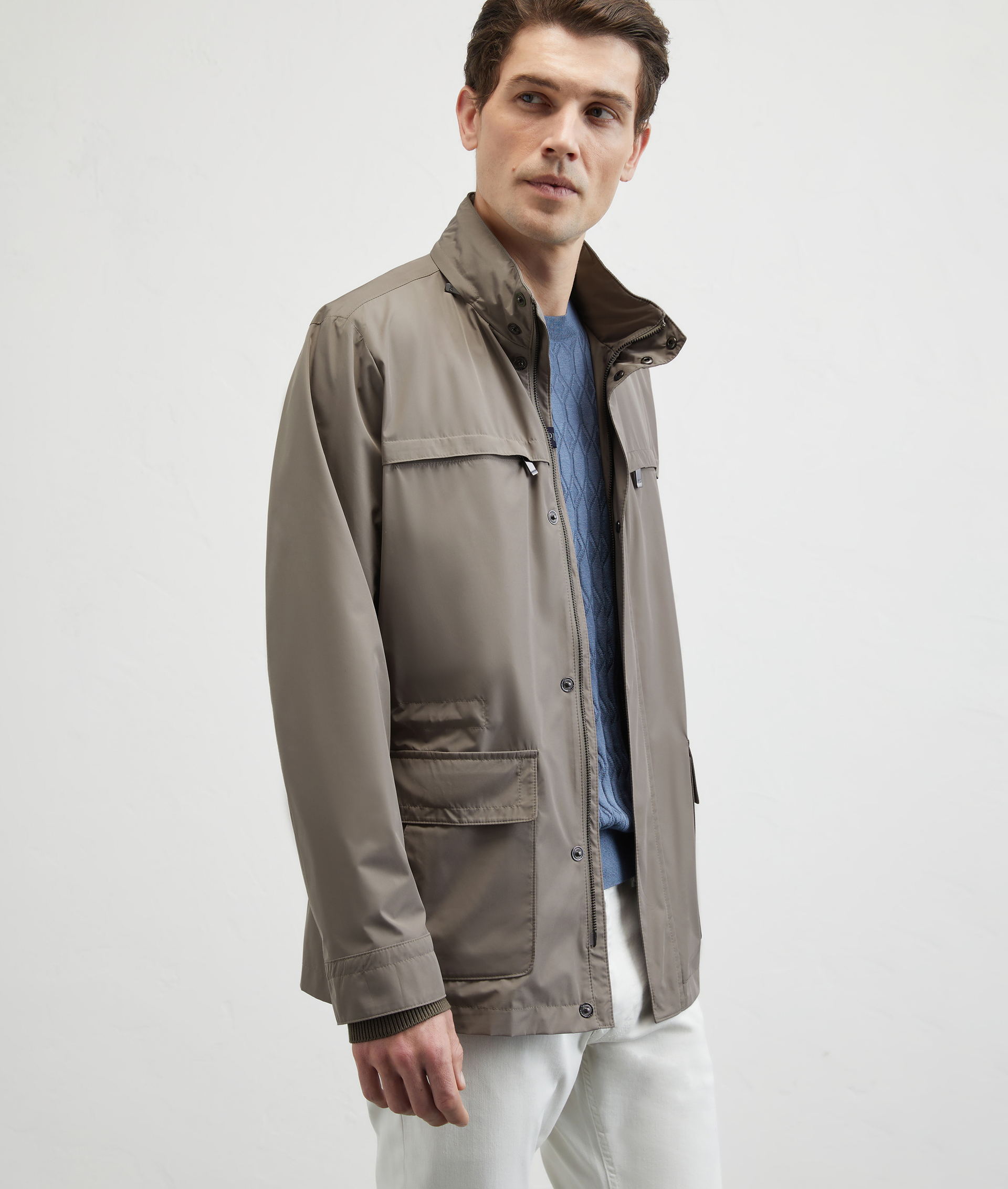 Field Jacket In Technical Fabric Cotton Effect Light Brown | Pal Zileri