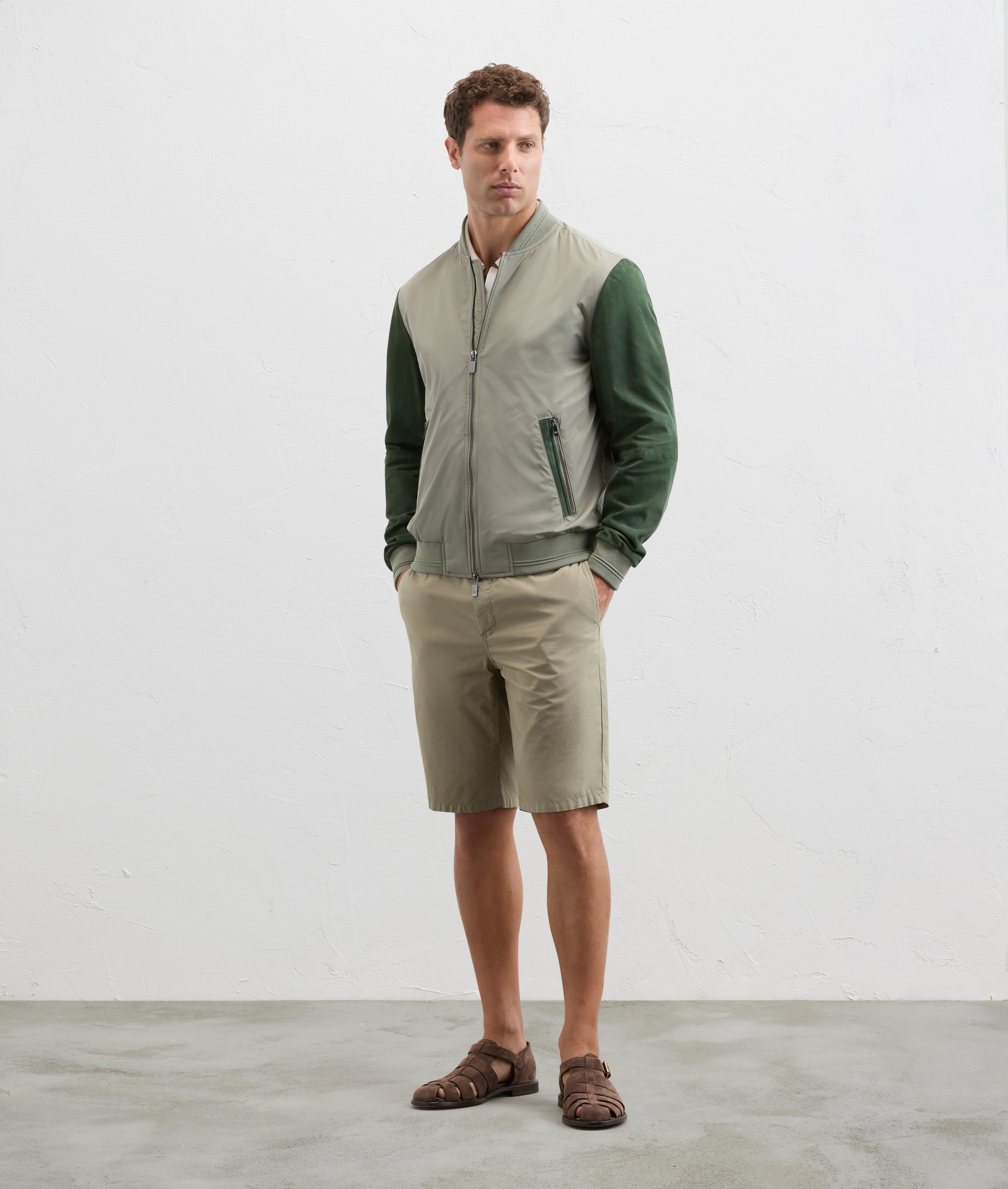 Bomber College Varsity In Tela Effetto Cotone Verde Chiaro - Capispalla - Pal Zileri | Official Website