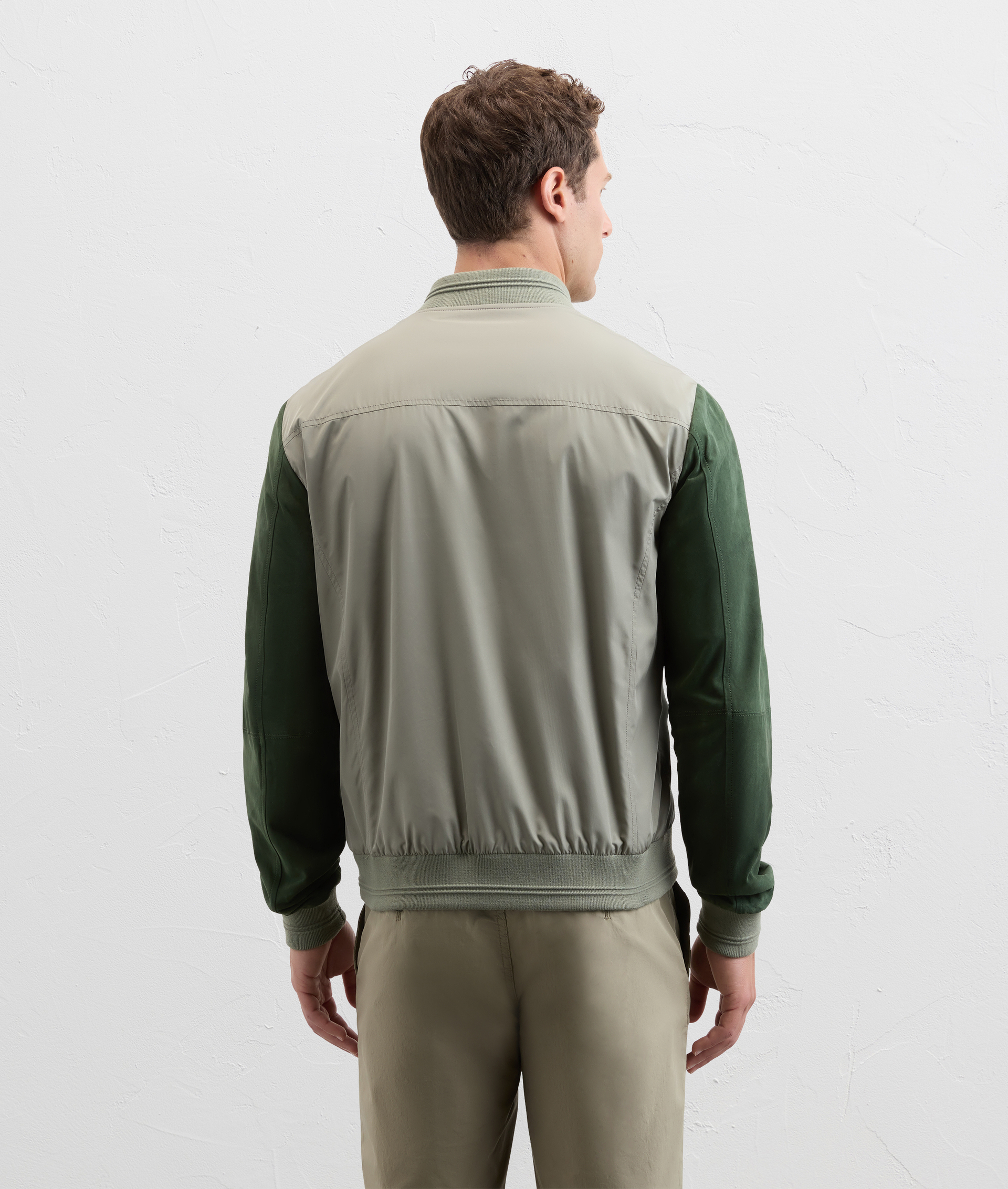 Bomber College Varsity In Cotton Effect Fabric Light Green - Pal Zileri | Official Website