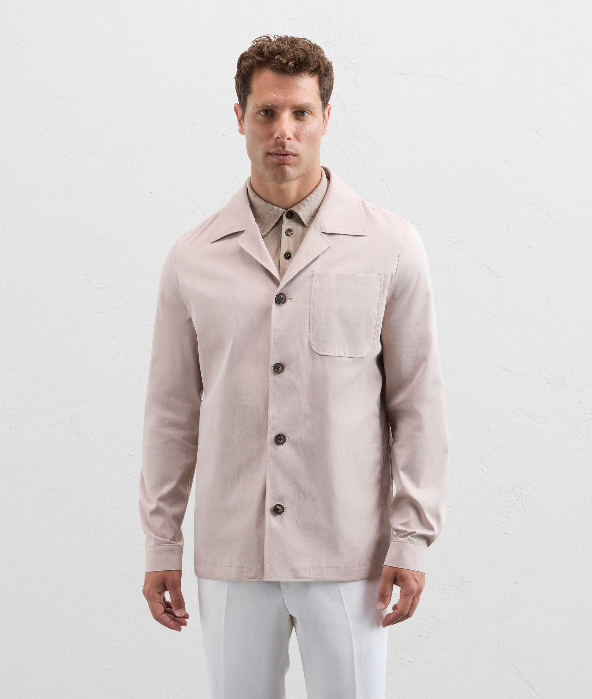 Overshirt in cotone e nylon in rosa - Pal Zileri | Official Website