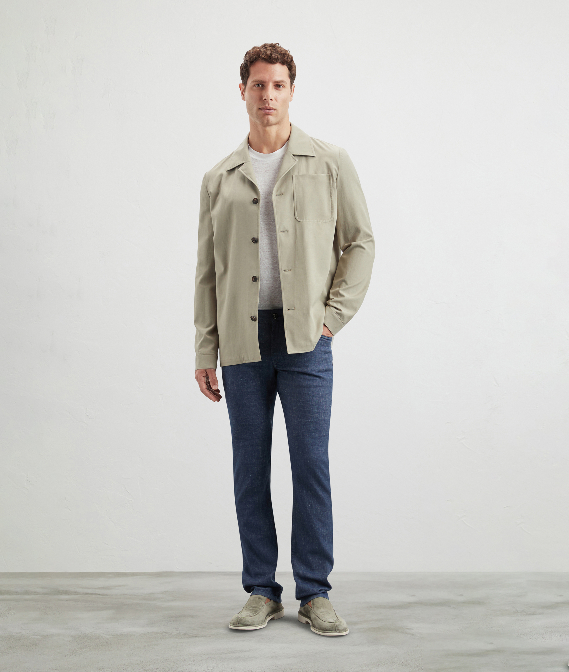 Giacca Camicia In Cotone E Lyocell Verde Chiaro | Pal Zileri