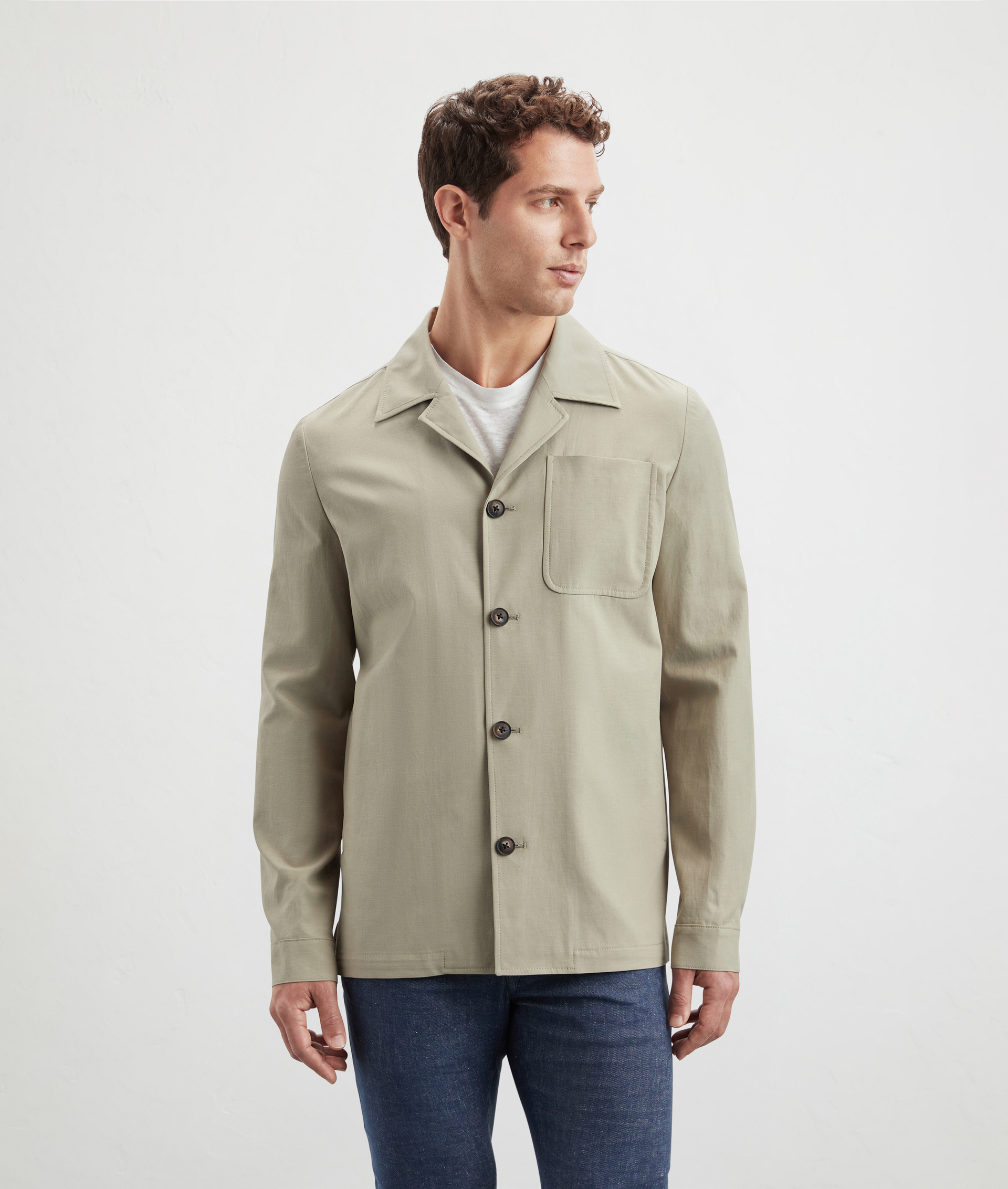 Giacca Camicia In Cotone E Lyocell Verde Chiaro | Pal Zileri