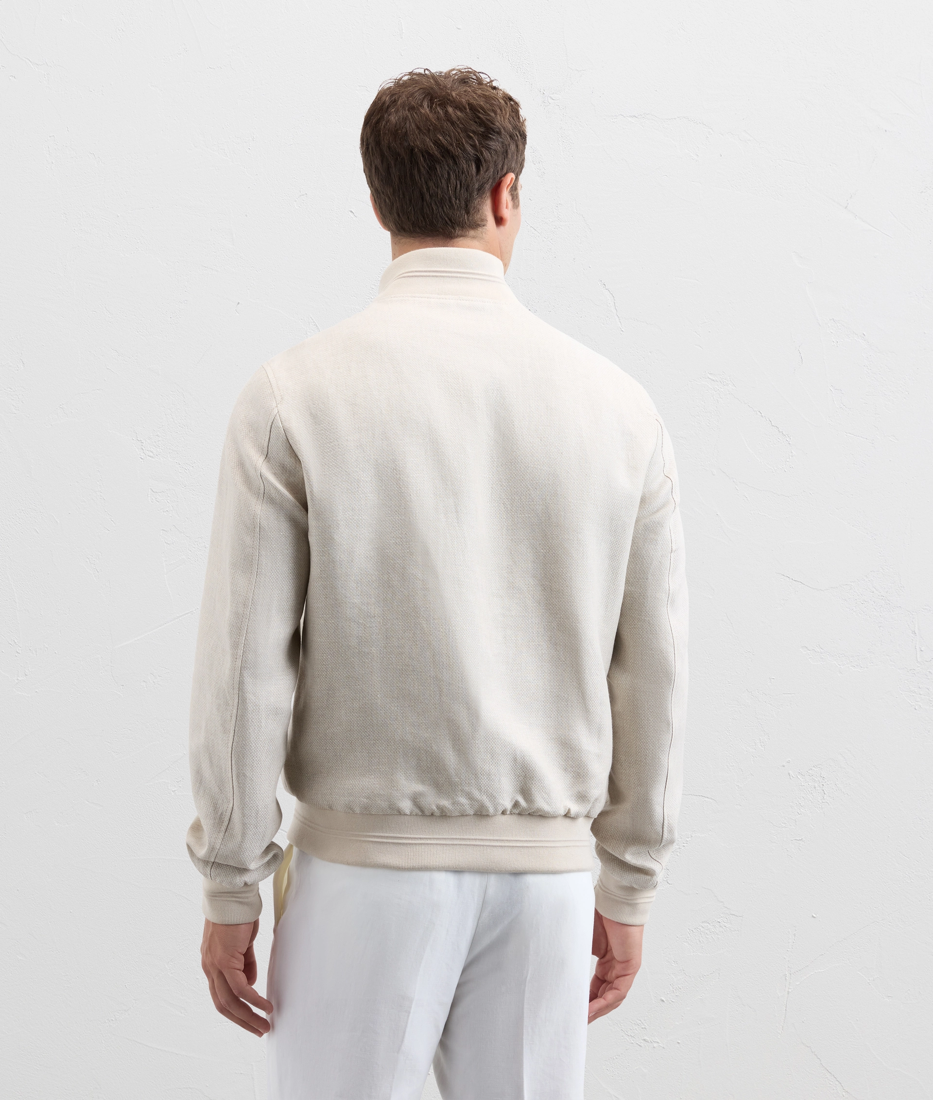 Bomber With 3D Pattern In Pure Linen Natural Grey - Pal Zileri | Official Website