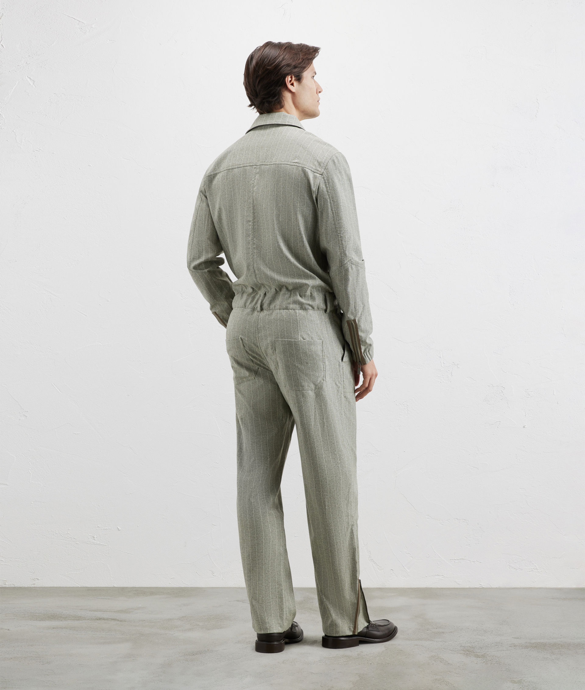 Boilersuit In Pinstripe Twill Light Green | Pal Zileri