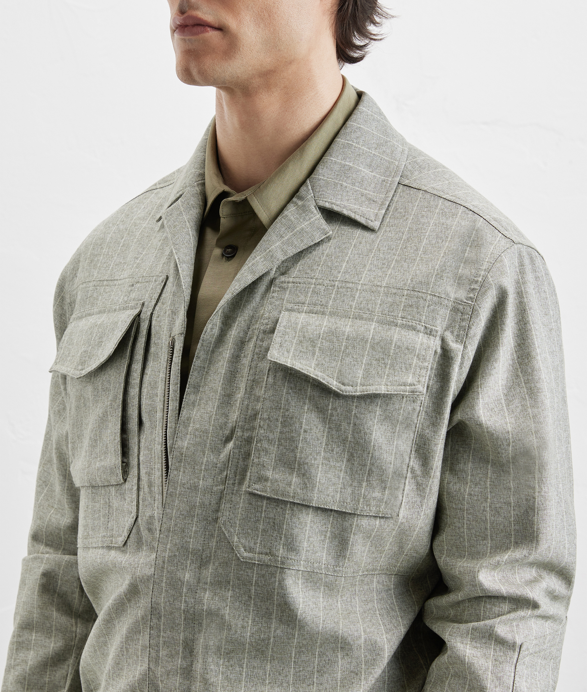 Boilersuit In Pinstripe Twill Light Green | Pal Zileri