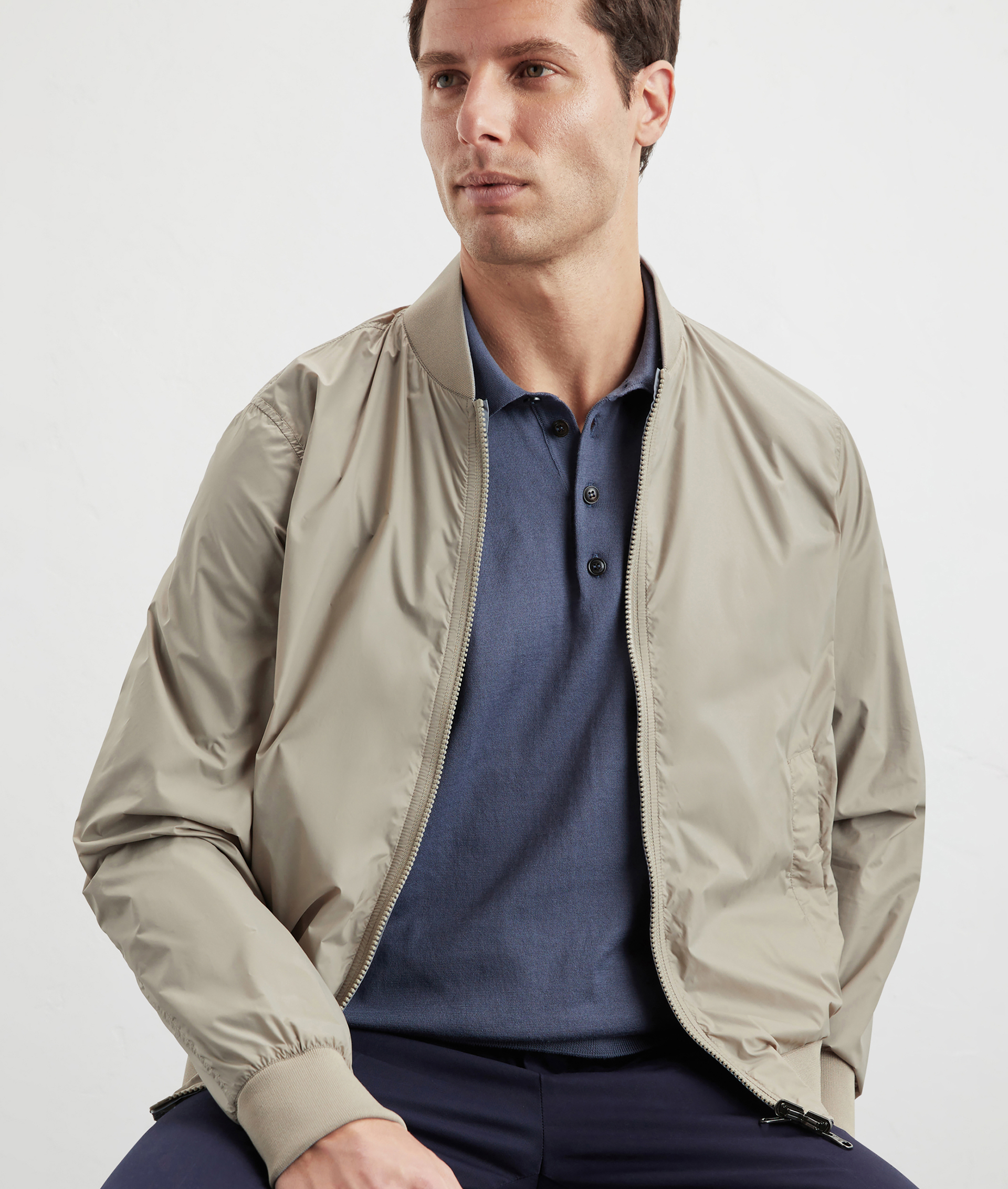 Bomber In Nylon Reversibile Bicolore Marrone Chiaro | Pal Zileri