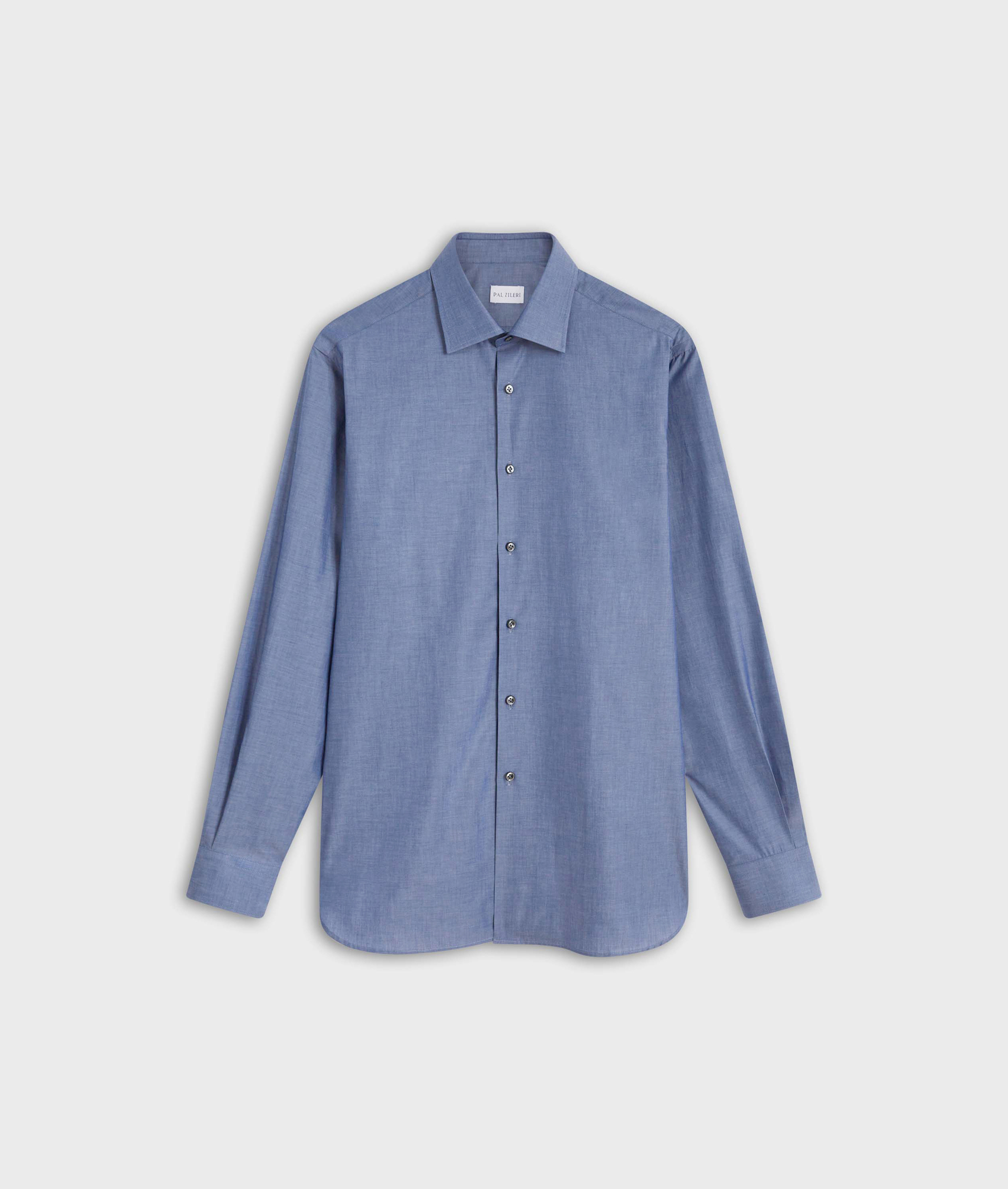 Shirt In Pure Cotton Chambray Milano Collar Blue | Pal Zileri