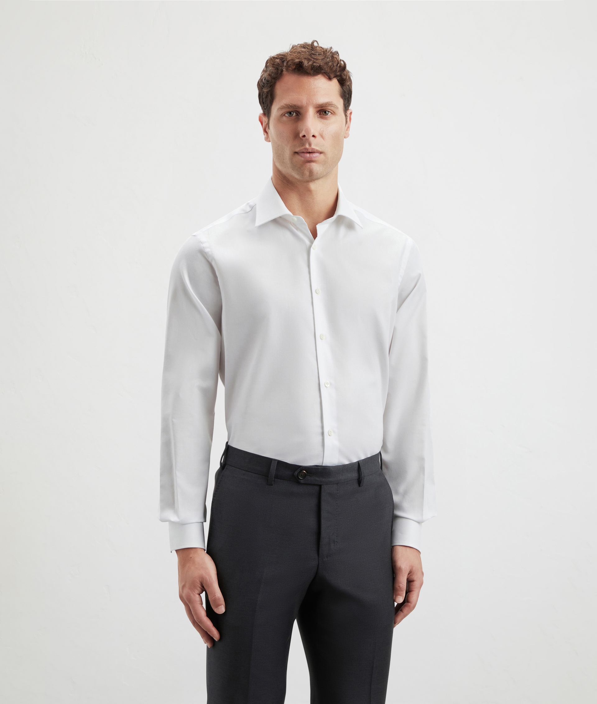 Shirt In Pure Cotton Milano Collar White | Pal Zileri