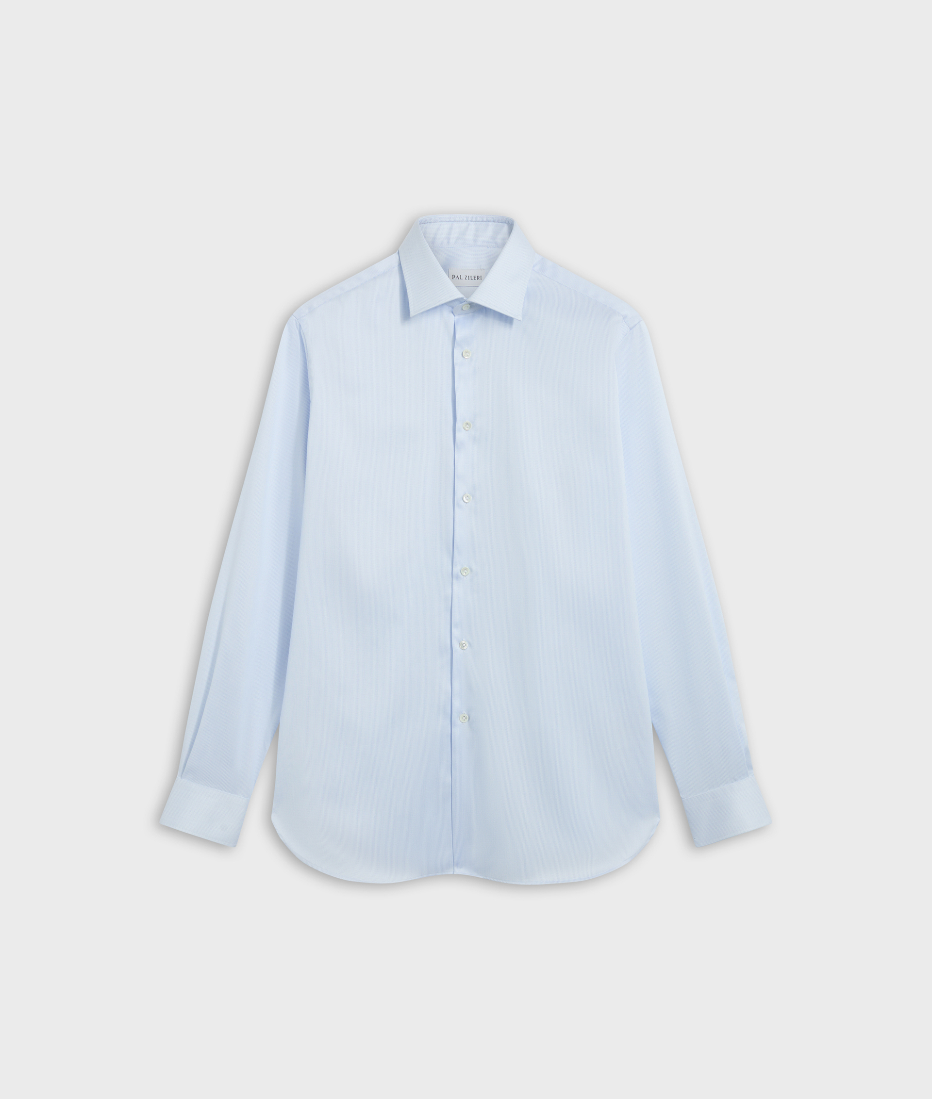 Pure Cotton Shirt Milano Collar With Micro Pattern Light Blue | Pal Zileri