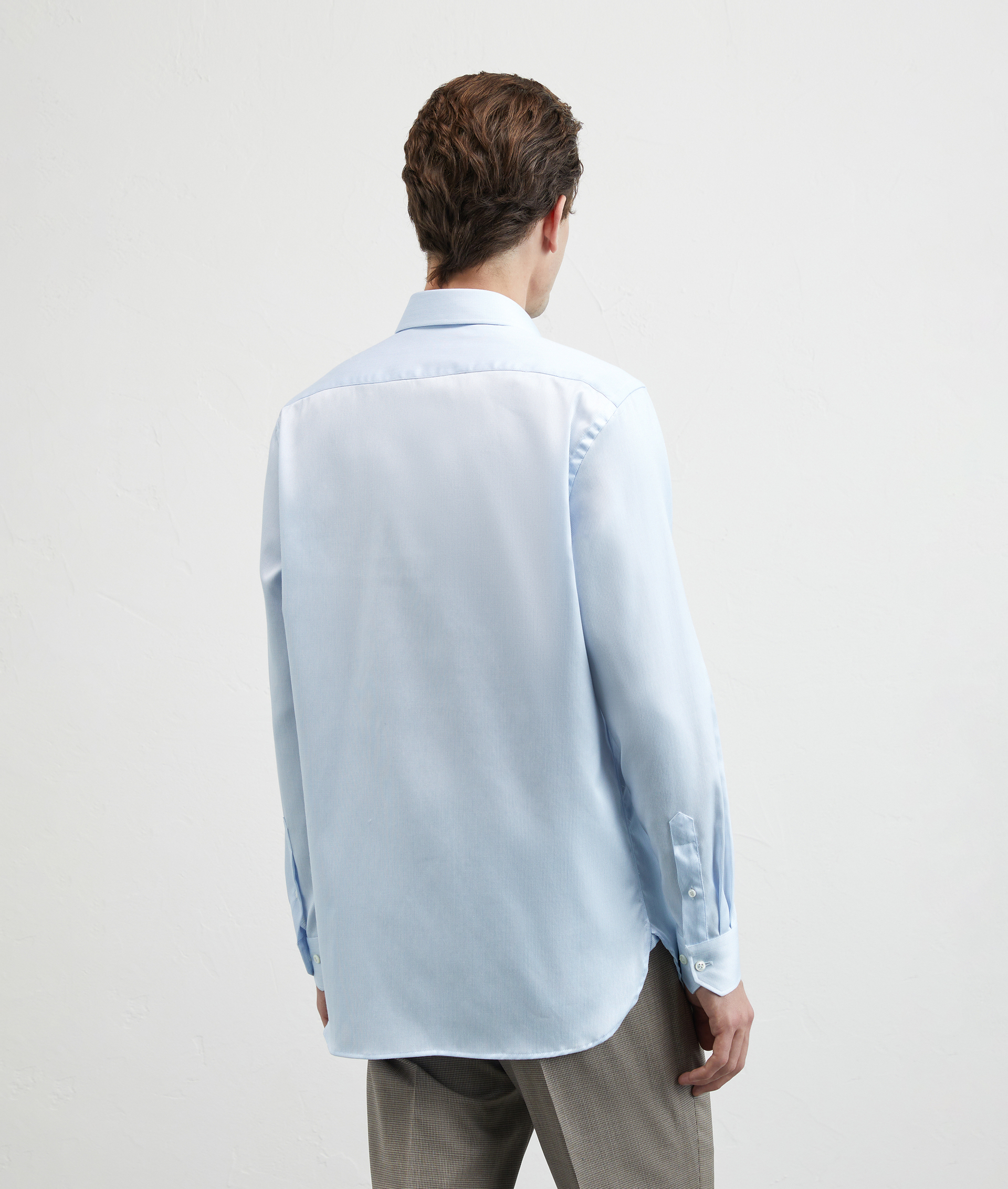 Pure Cotton Shirt Milano Collar With Micro Pattern Light Blue | Pal Zileri