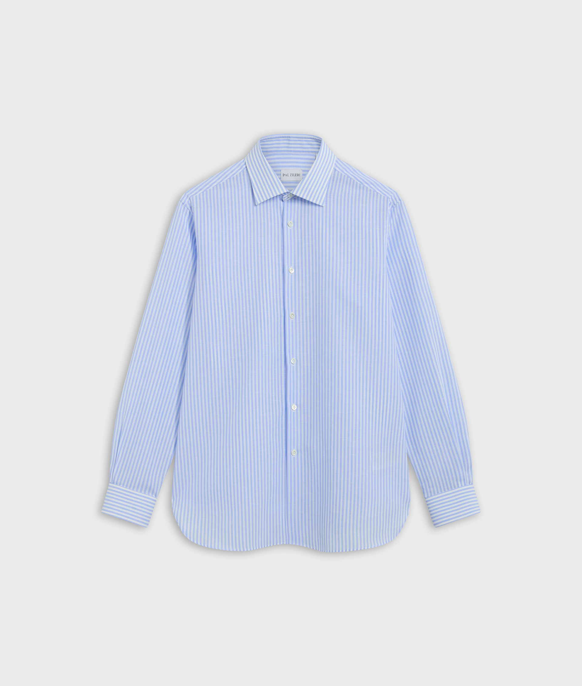 Striped Shirt In Pure Cotton Milano Collar Light Blue | Pal Zileri