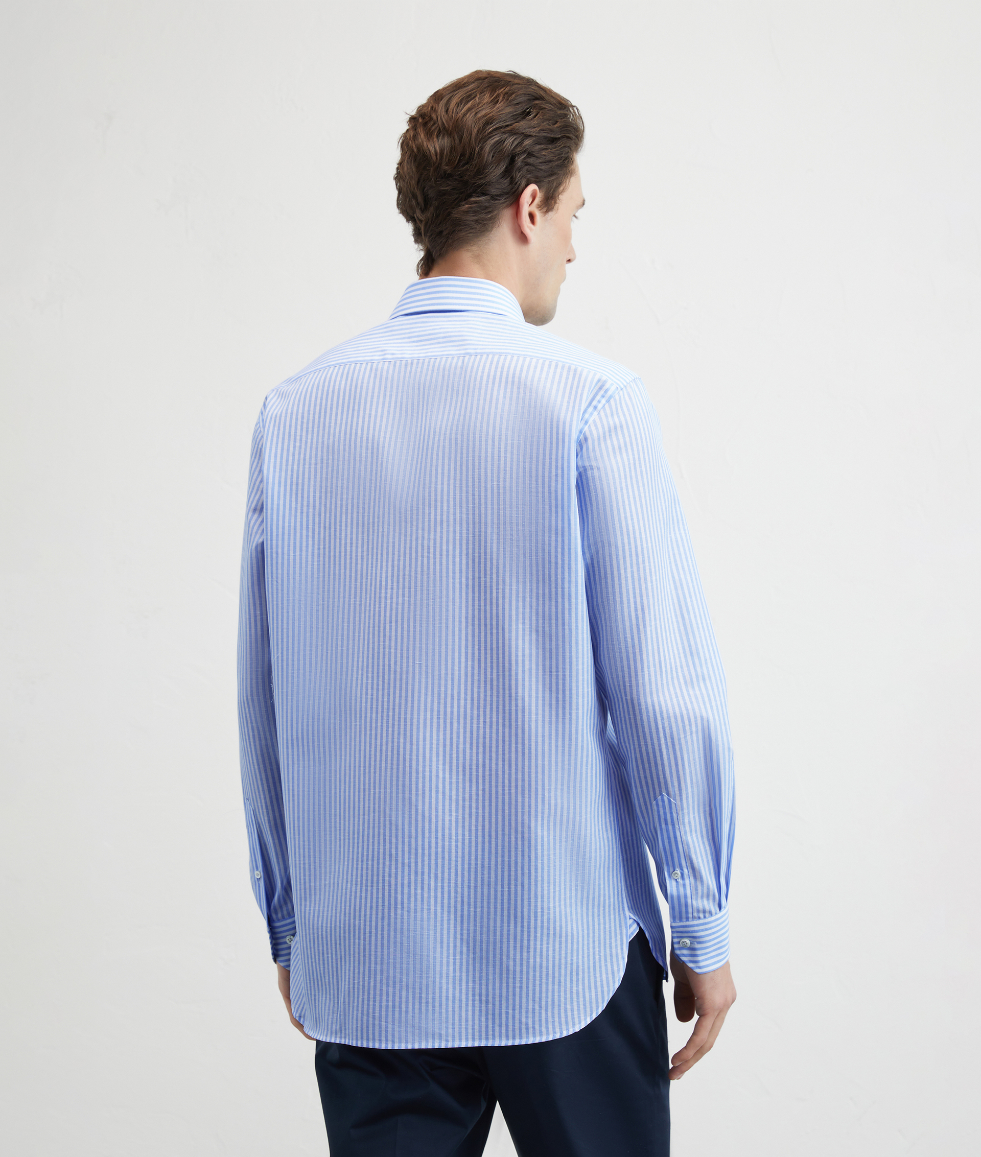 Striped Shirt In Pure Cotton Milano Collar Light Blue | Pal Zileri