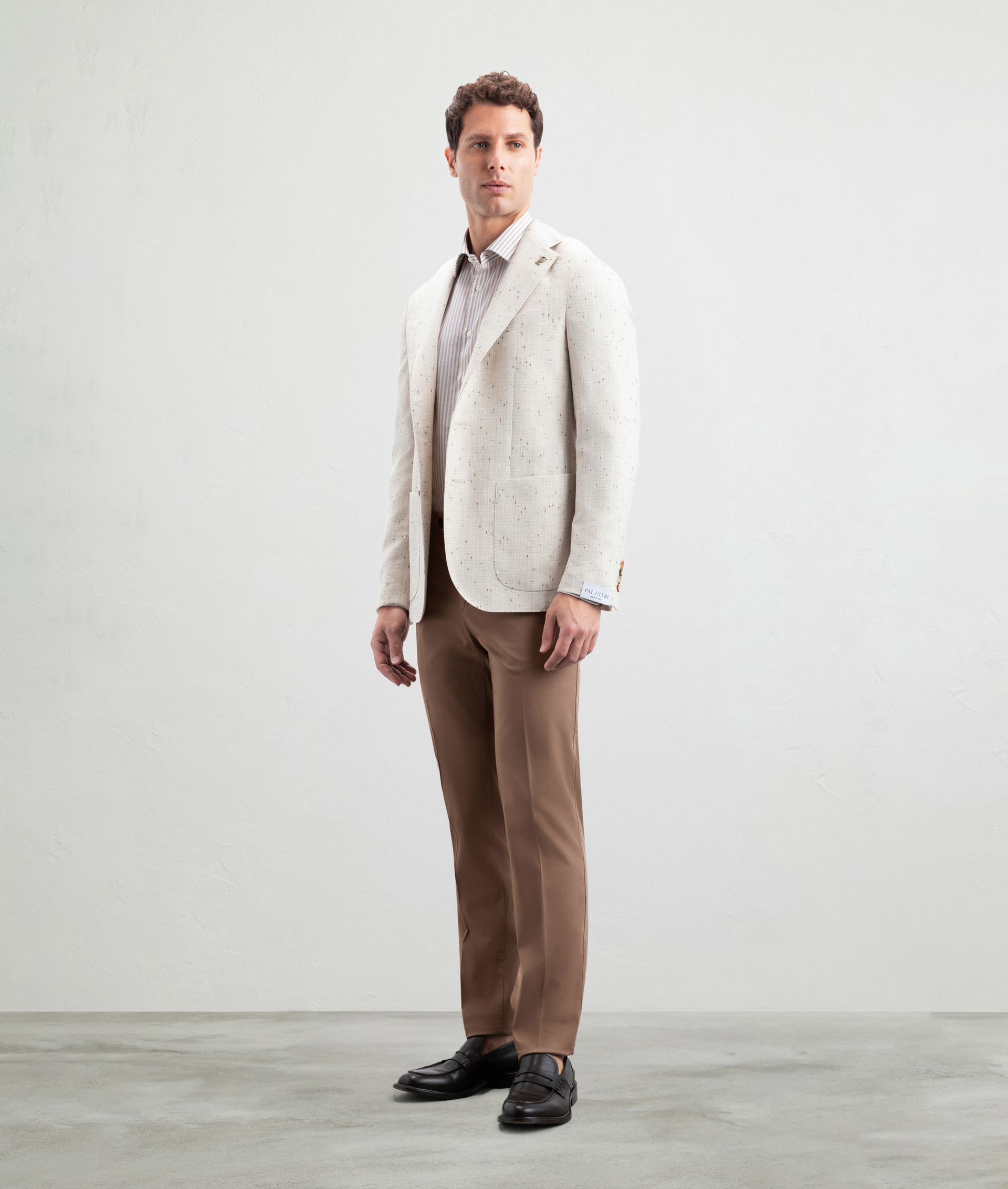 Striped Shirt In Pure Cotton Milano Collar Light Brown | Pal Zileri