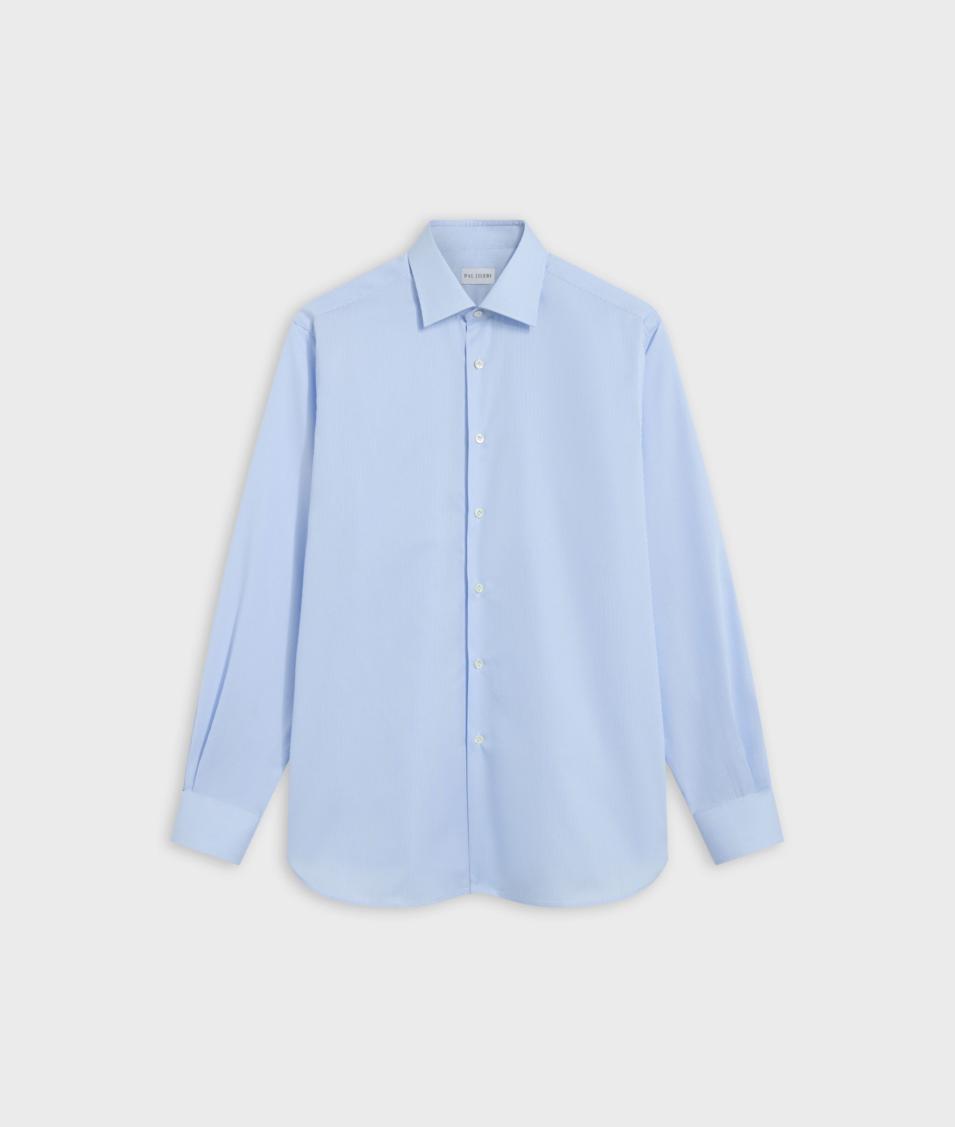 Narrow Striped Shirt In Pure Cotton Milano Collar Light Blue | Pal Zileri