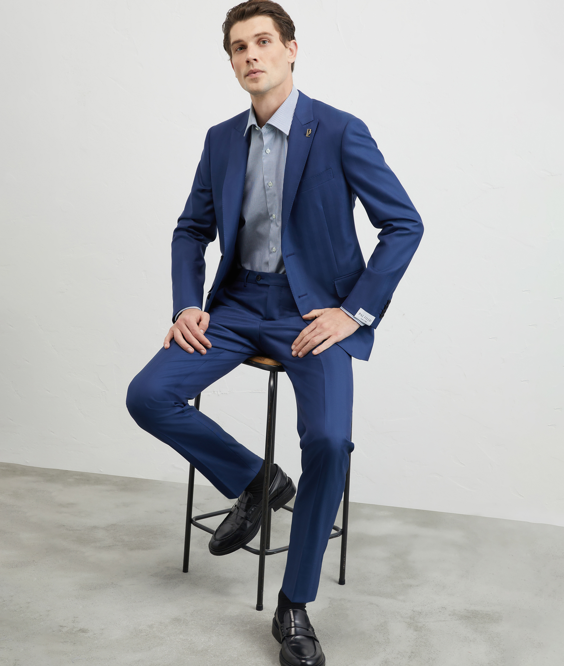 Striped Pure Cotton Shirt Milano Collar Blue | Pal Zileri