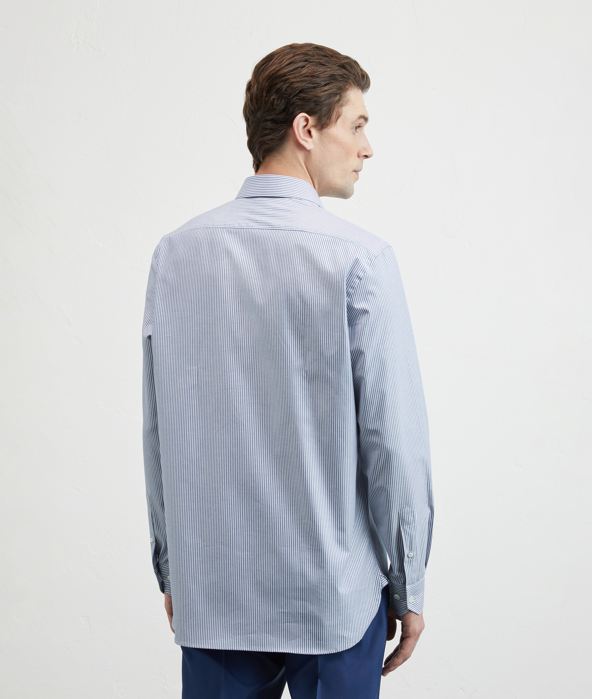 Striped Pure Cotton Shirt Milano Collar Blue | Pal Zileri