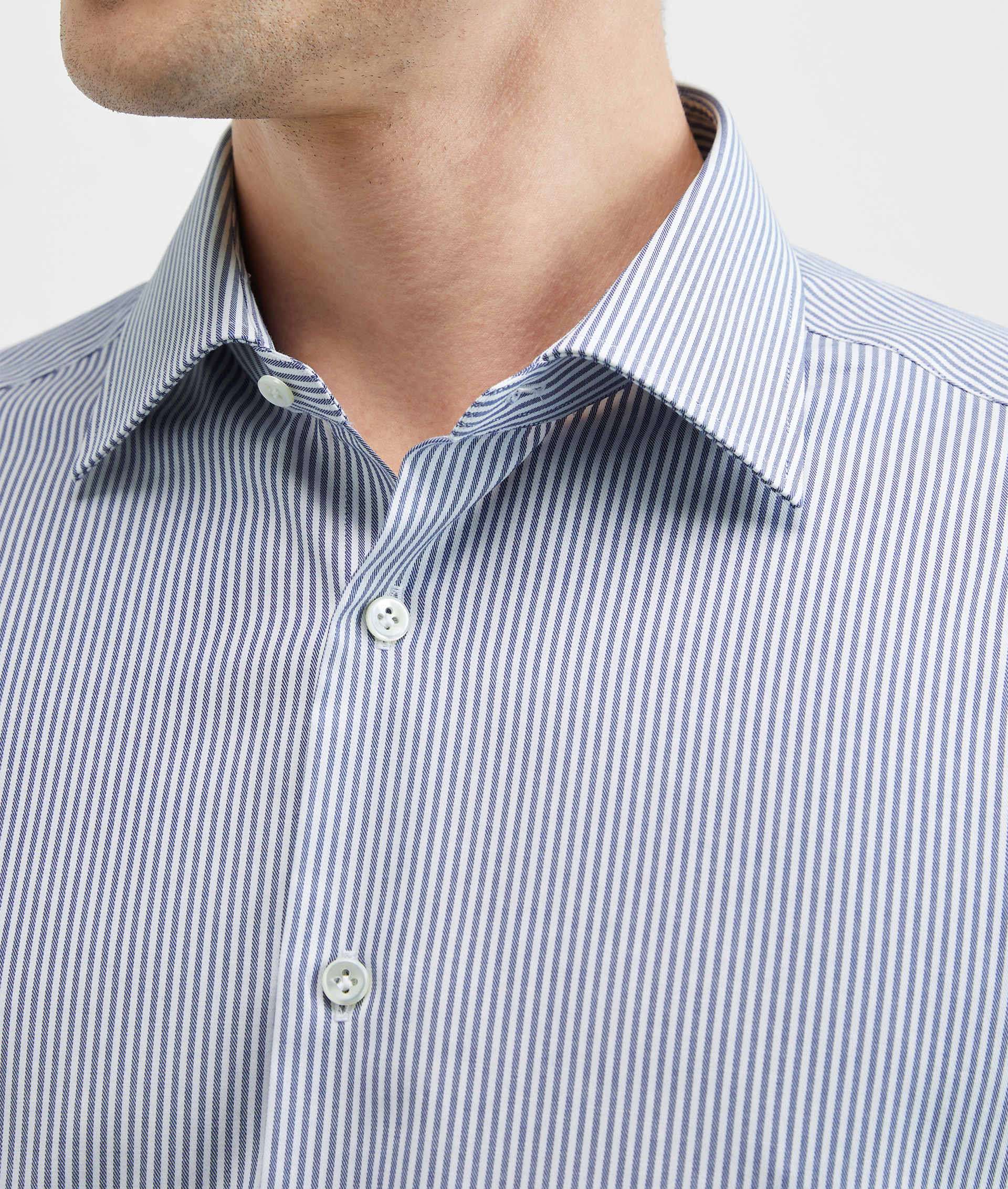 Striped Pure Cotton Shirt Milano Collar Blue | Pal Zileri