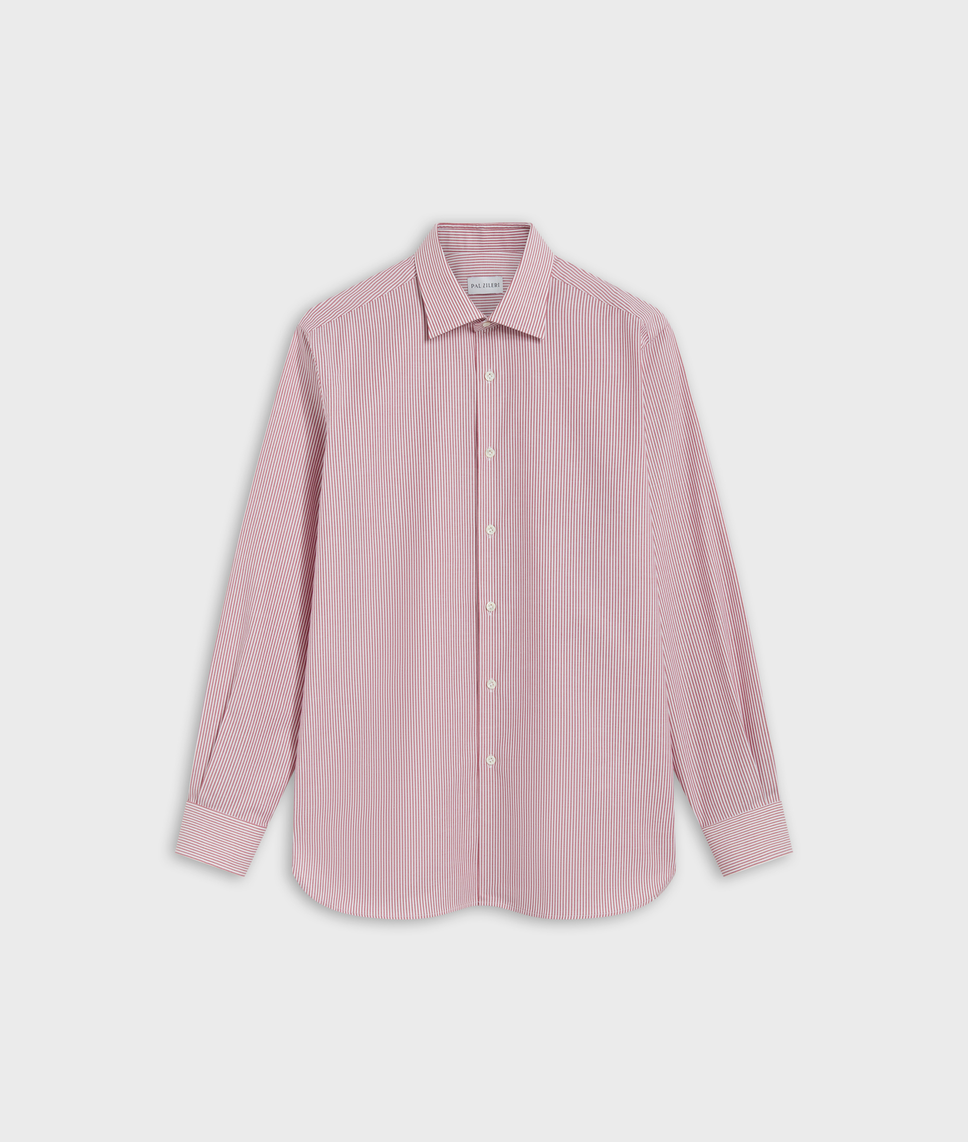 Striped Pure Cotton Shirt with Red Milano Collar | Pal Zileri