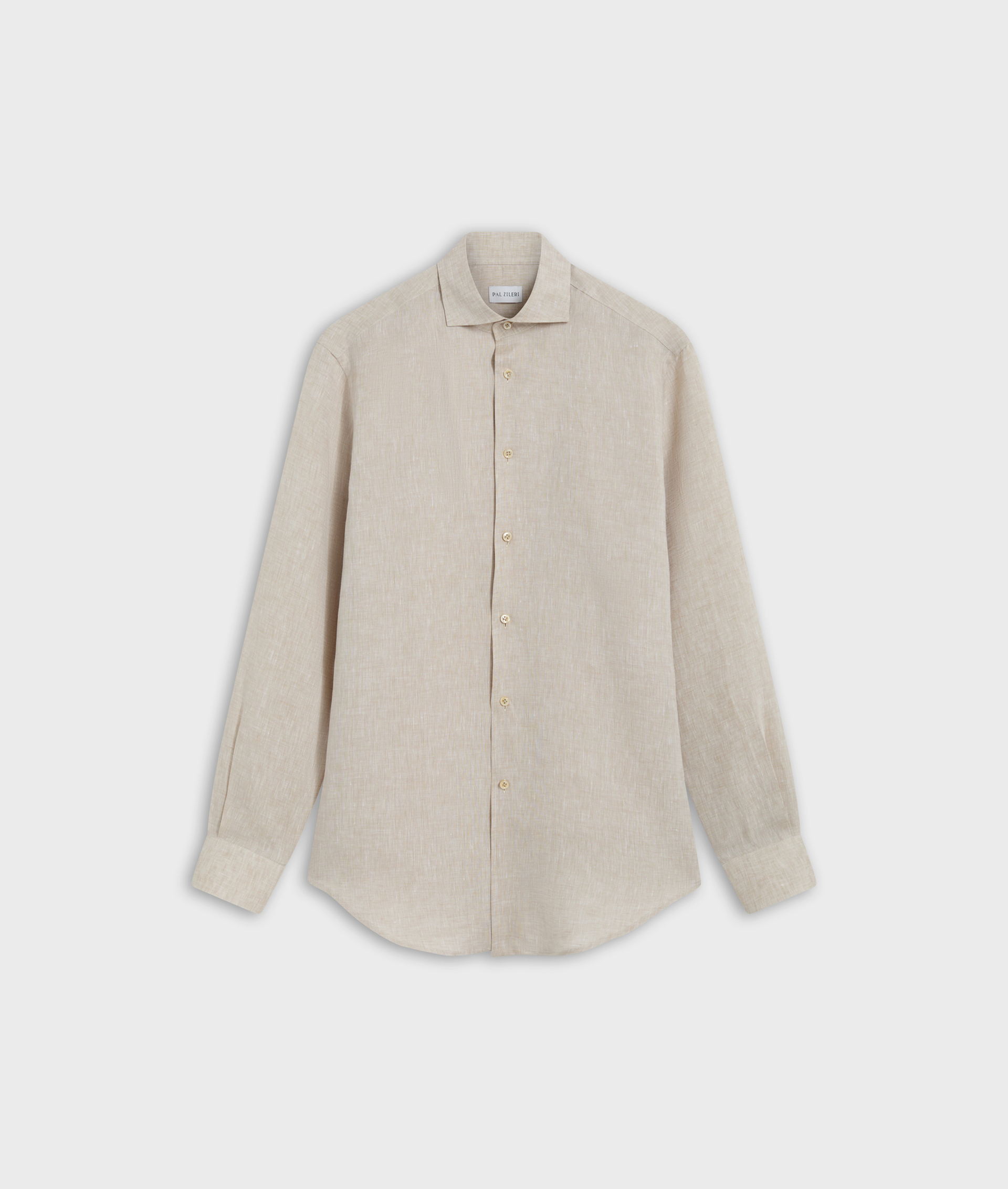 Camicia In Lino Collo Palermo Marrone Chiaro | Pal Zileri