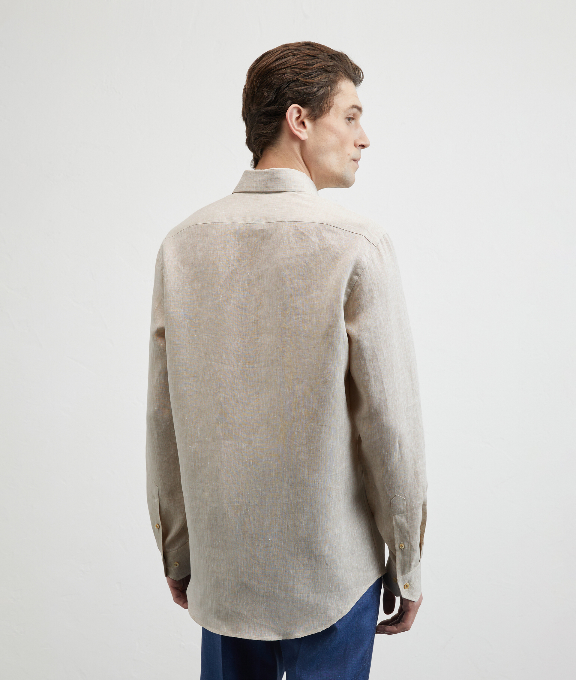 Linen Shirt Palermo Collar Light Brown | Pal Zileri