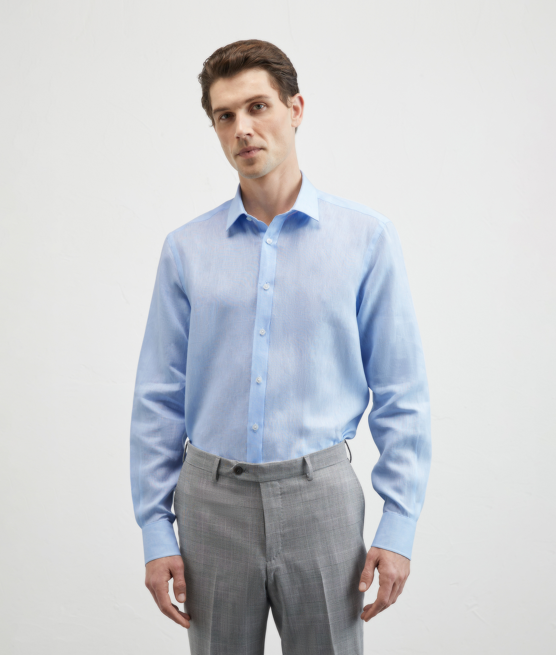 Linen Shirt Bologna Collar Light Blue | Pal Zileri