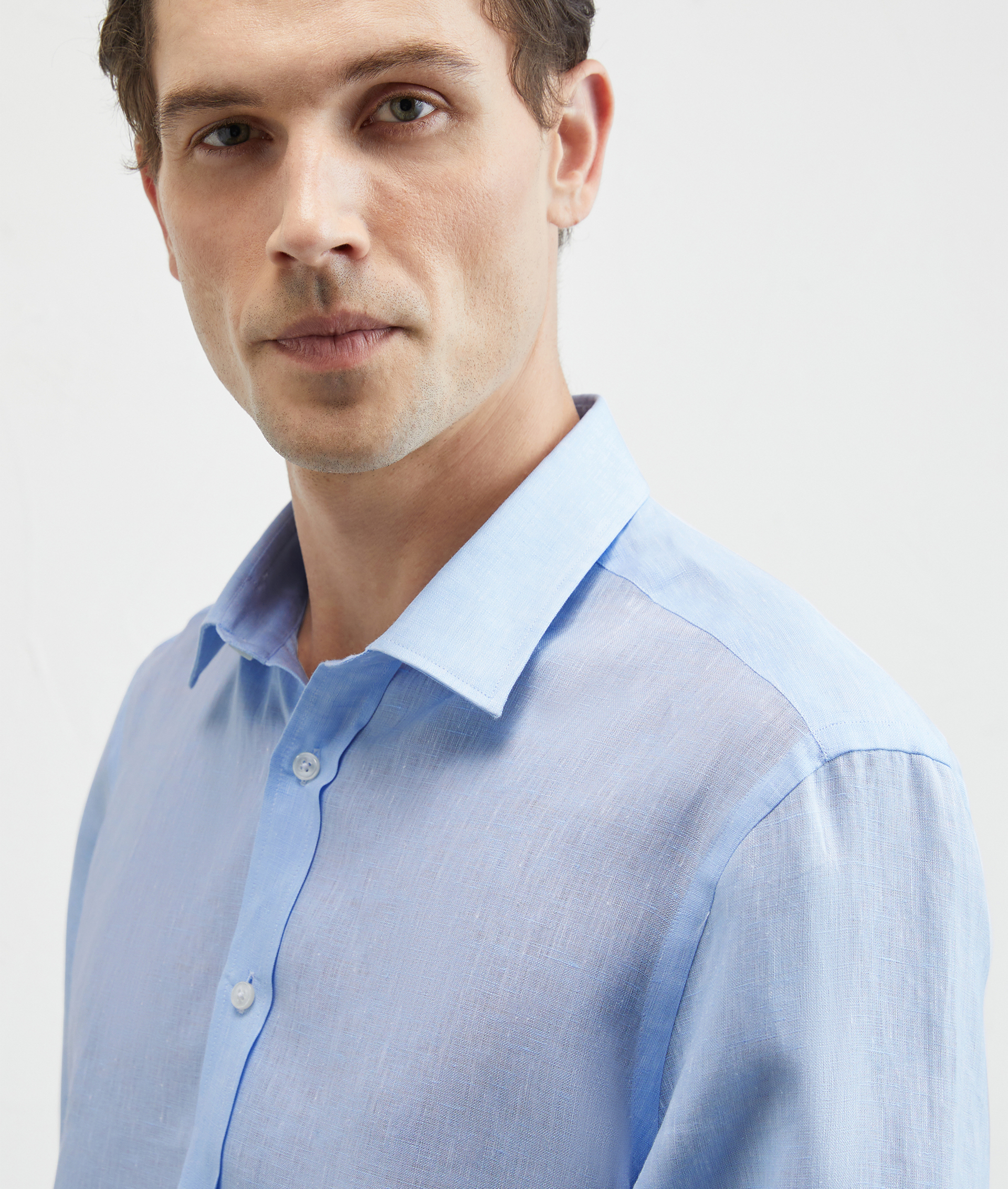 Linen Shirt Bologna Collar Light Blue | Pal Zileri