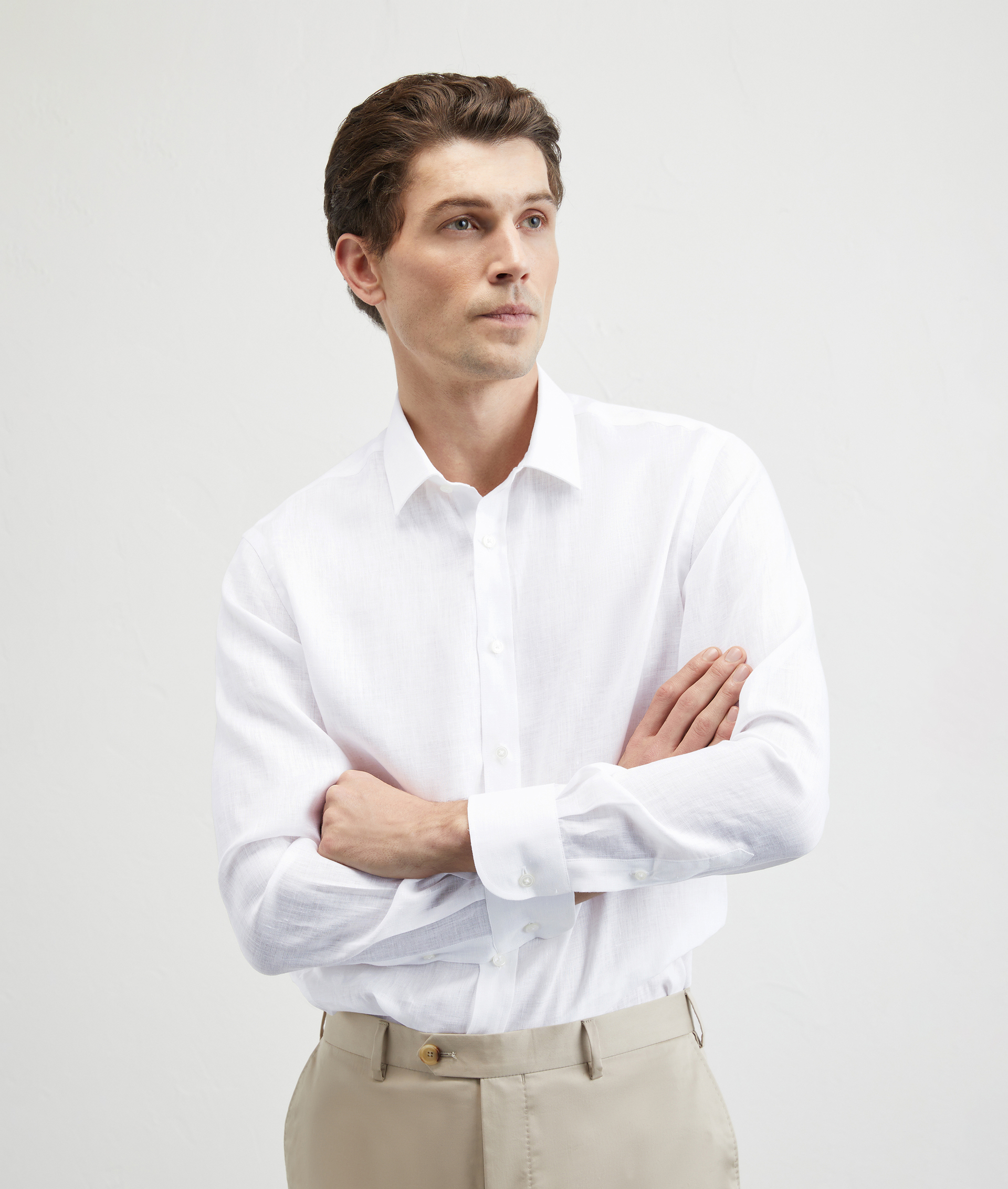 Linen Shirt Bologna Collar White | Pal Zileri