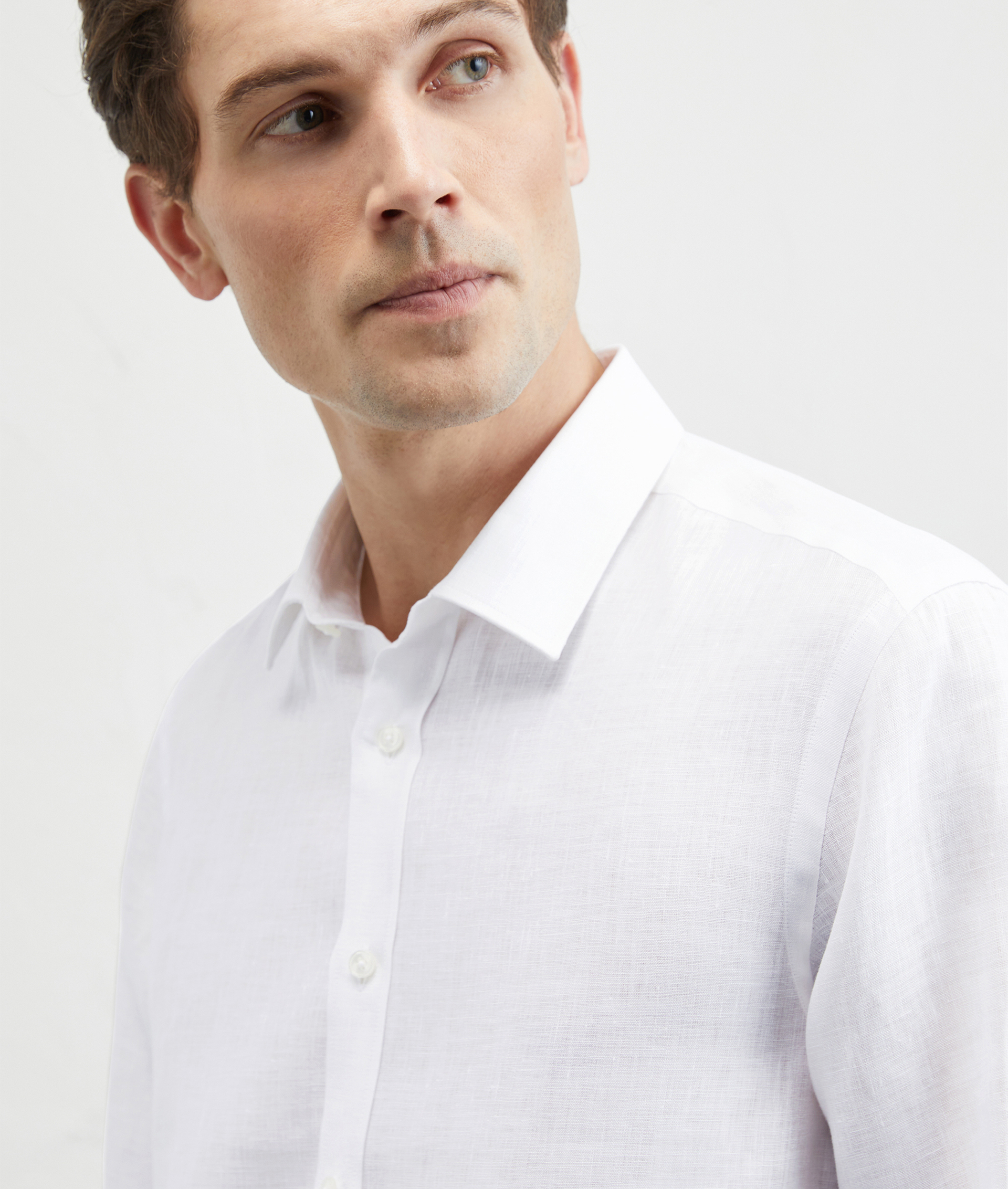 Linen Shirt Bologna Collar White | Pal Zileri
